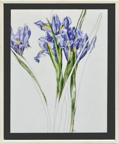 Vintage Purple Iris Botanical Study 