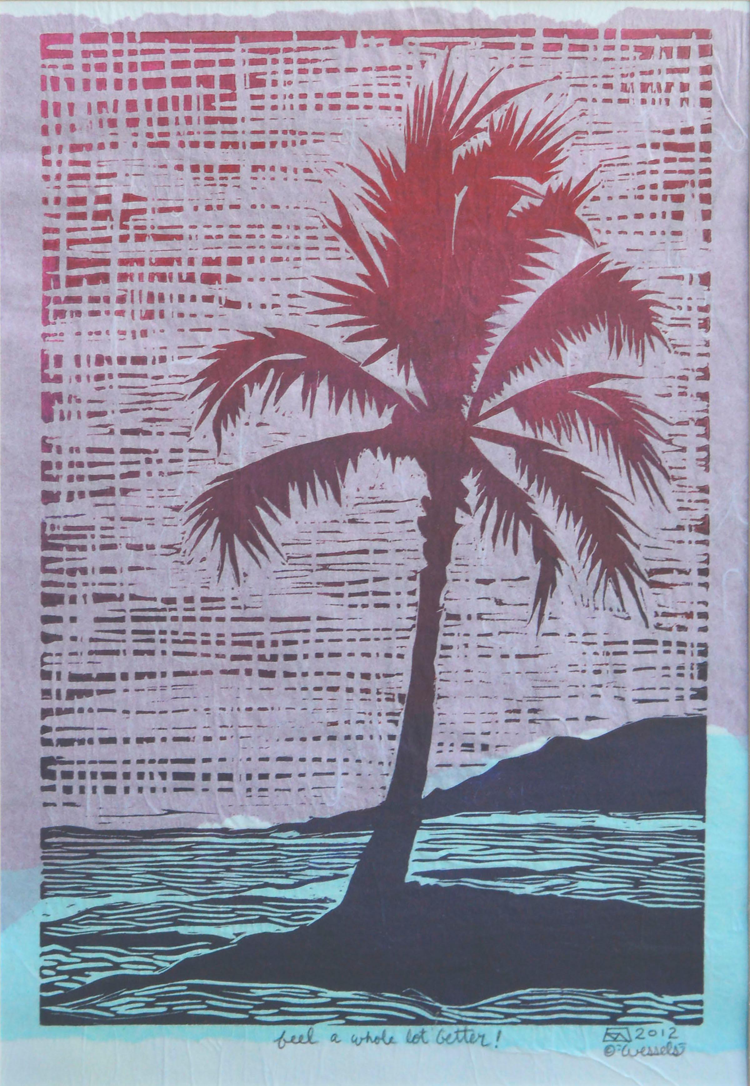 Tropischer Palmenblock-Druck – Print von K Wessels