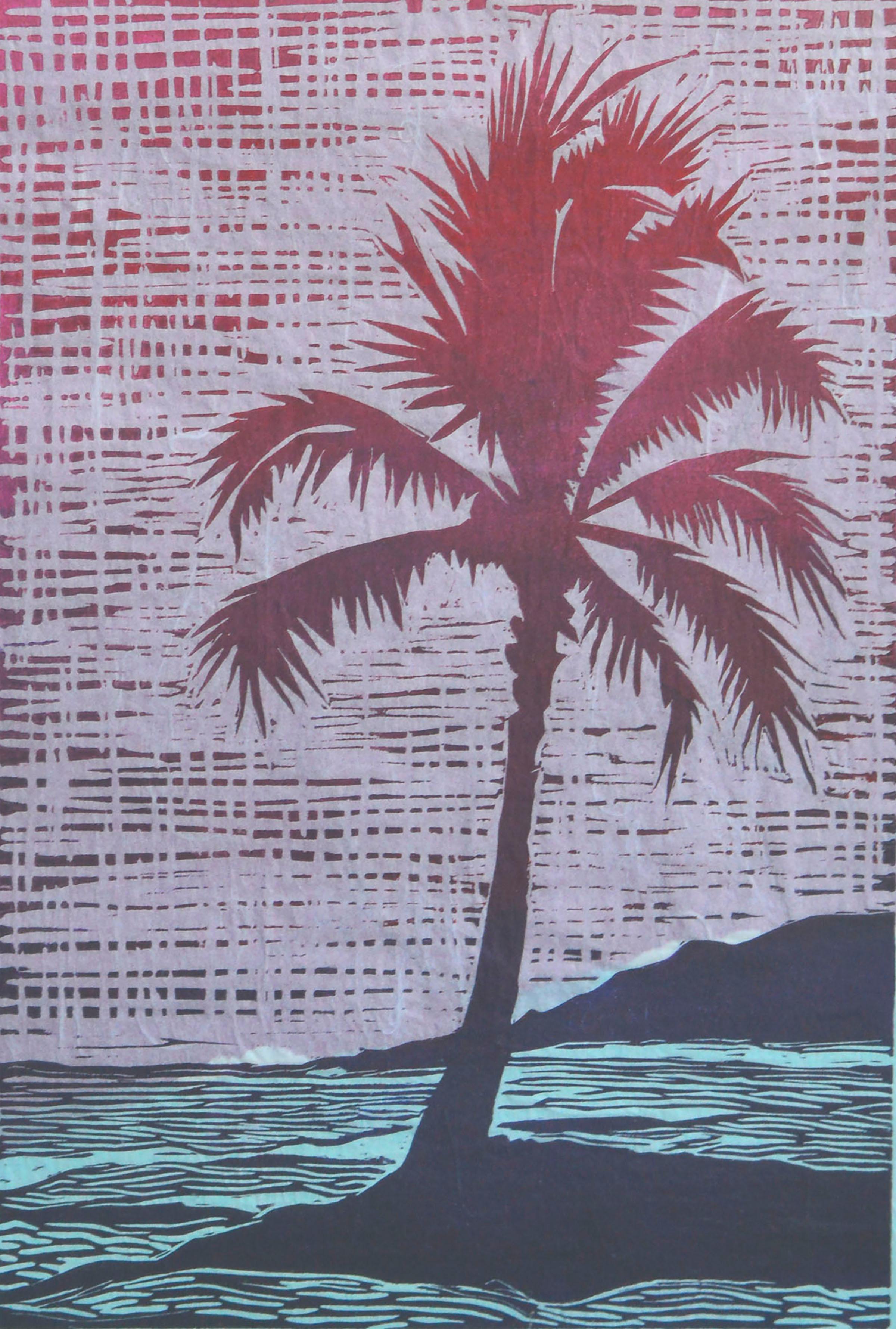 Tropischer Palmenblock-Druck (Amerikanischer Impressionismus), Print, von K Wessels