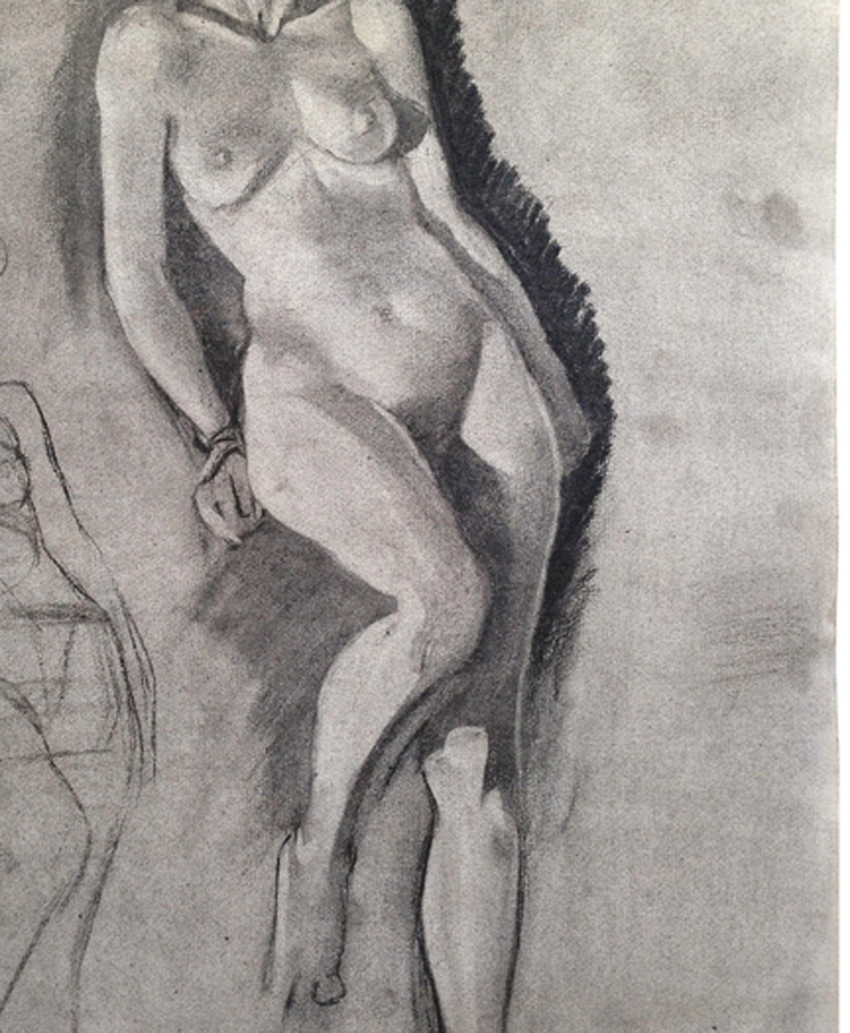 1940s Nude Figure Study  - Art by Unknown