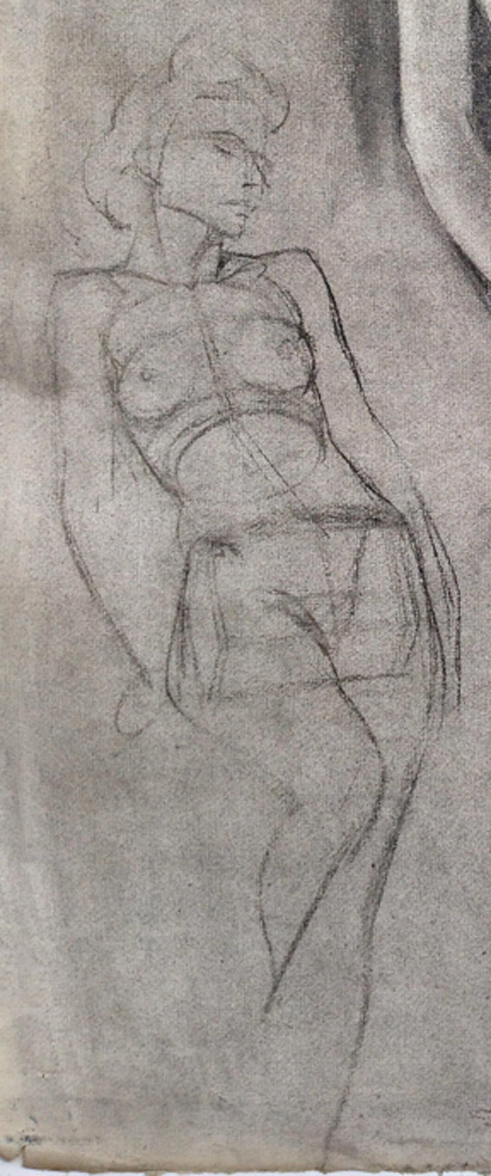1940s Nude Figure Study  - American Impressionist Art by Unknown