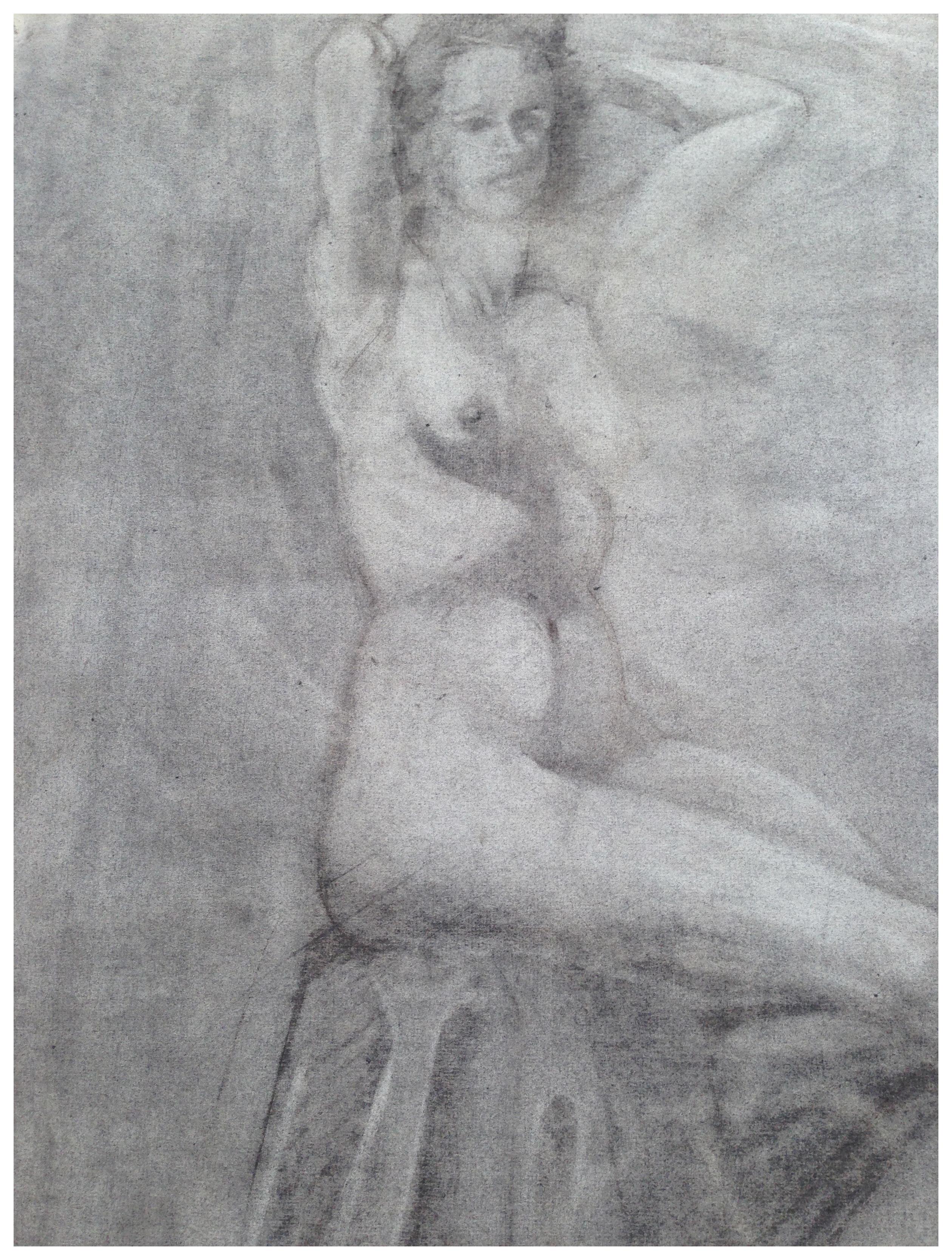 Estudio de figura desnuda sentada de los años 40 - Art de Unknown
