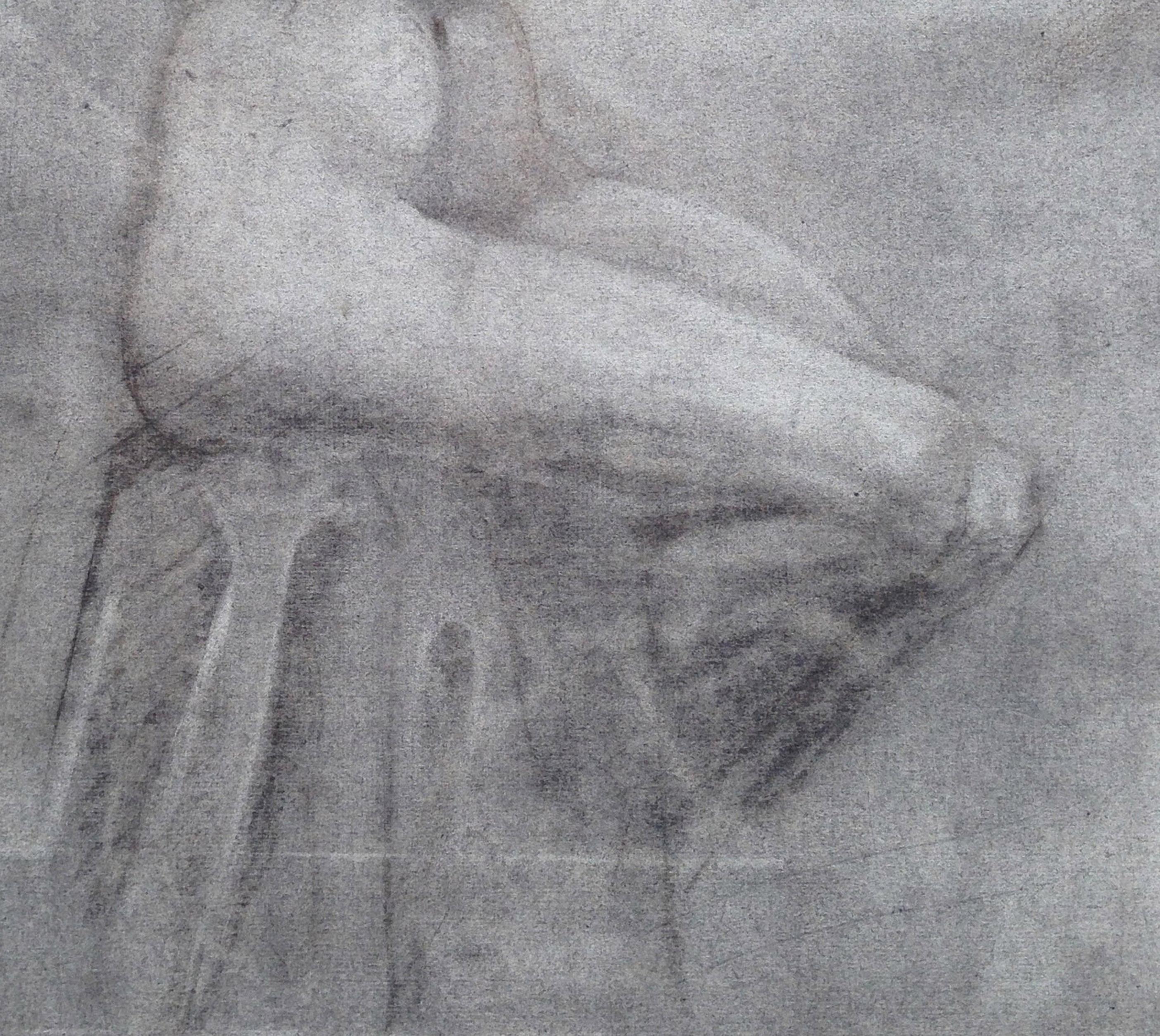 Estudio de figura desnuda sentada de los años 40 - Figurative Art Gris de Unknown
