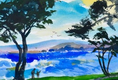 Paysage marin figuratif vintage - Walk Along the Bluff