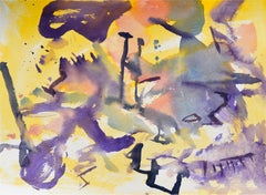 Vintage Purple & Yellow Abstract Watercolor