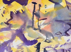 Acquerello astratto vintage viola e giallo