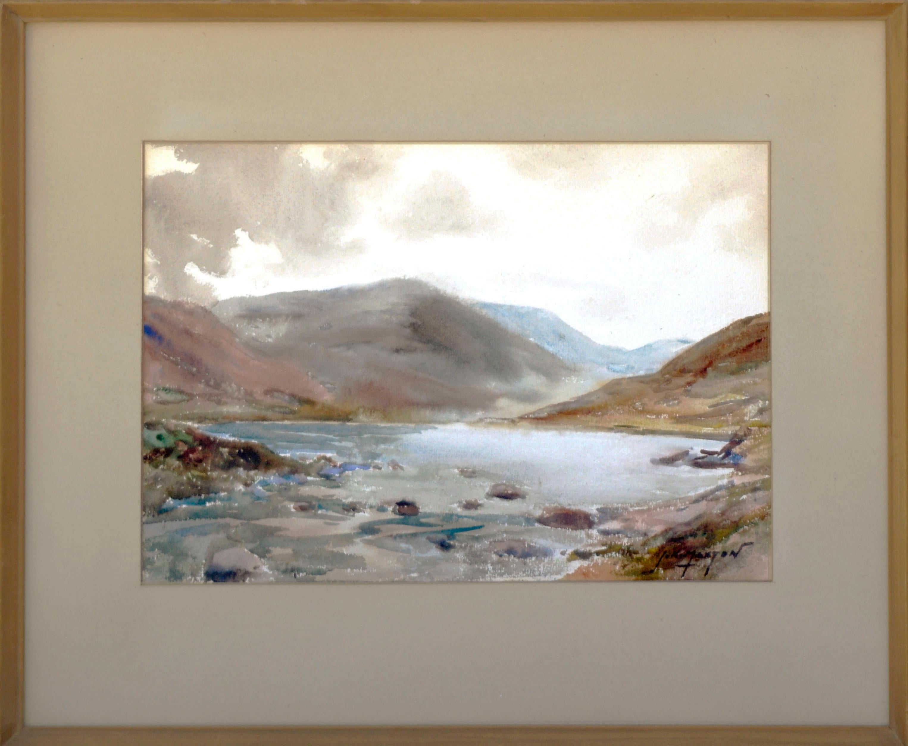 John Kid Maxton  Landscape Art - Early 20th Century Scottish Mountain Lake Landscape 