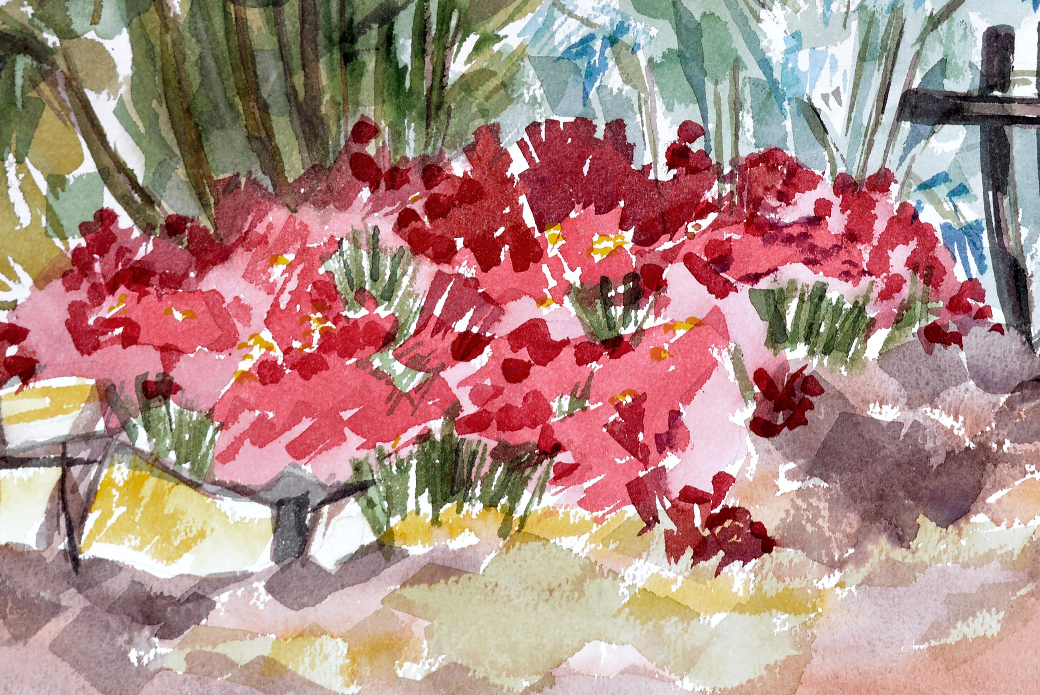 Garten Blumen in Bloom-Landschaft  (Grau), Landscape Art, von Doris Warner
