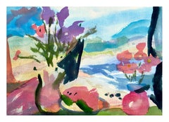 Bodegón de sandía y jarrón