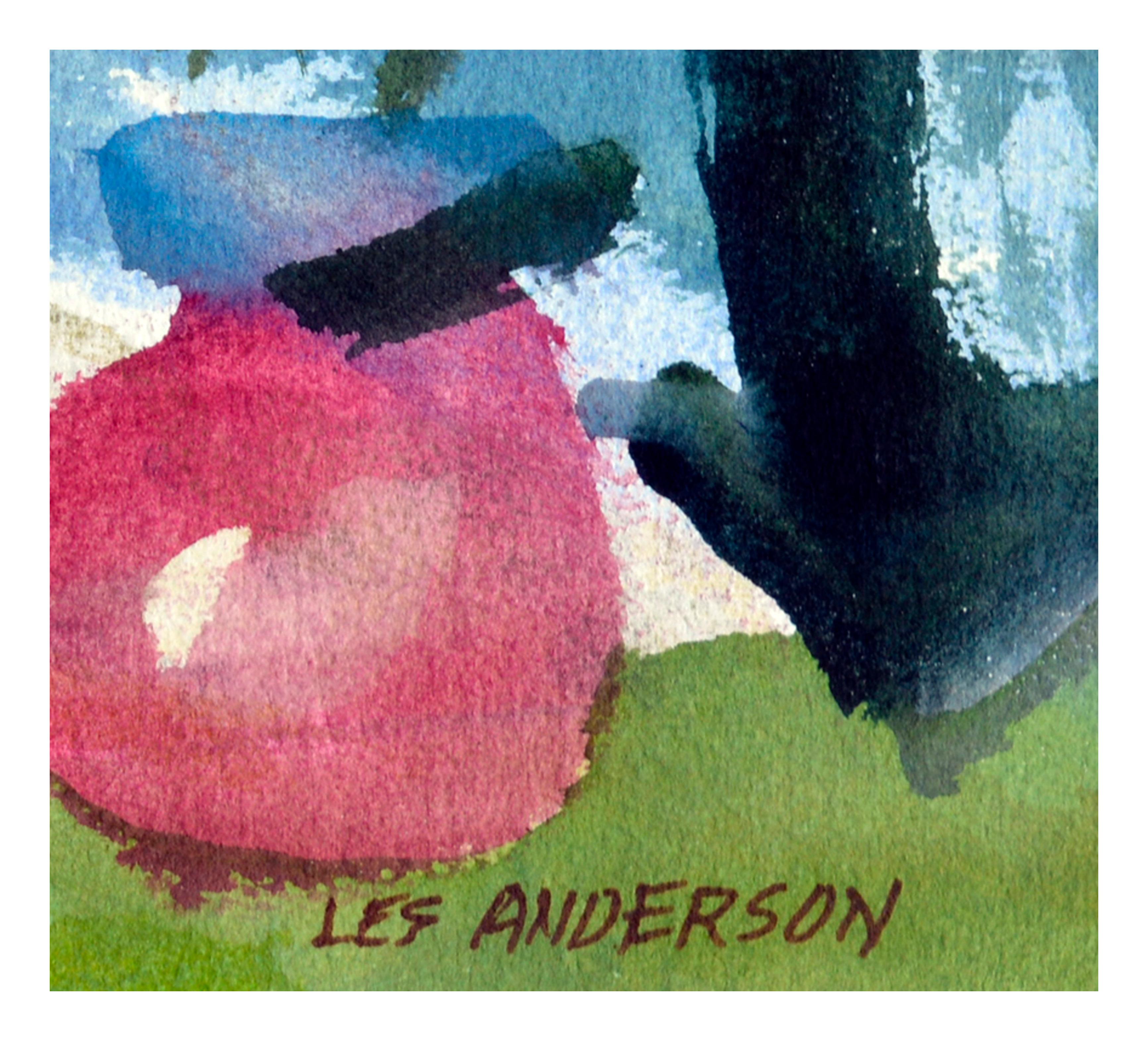 Wassermelonen- und Vasenstillleben  (Grau), Still-Life, von Les Anderson