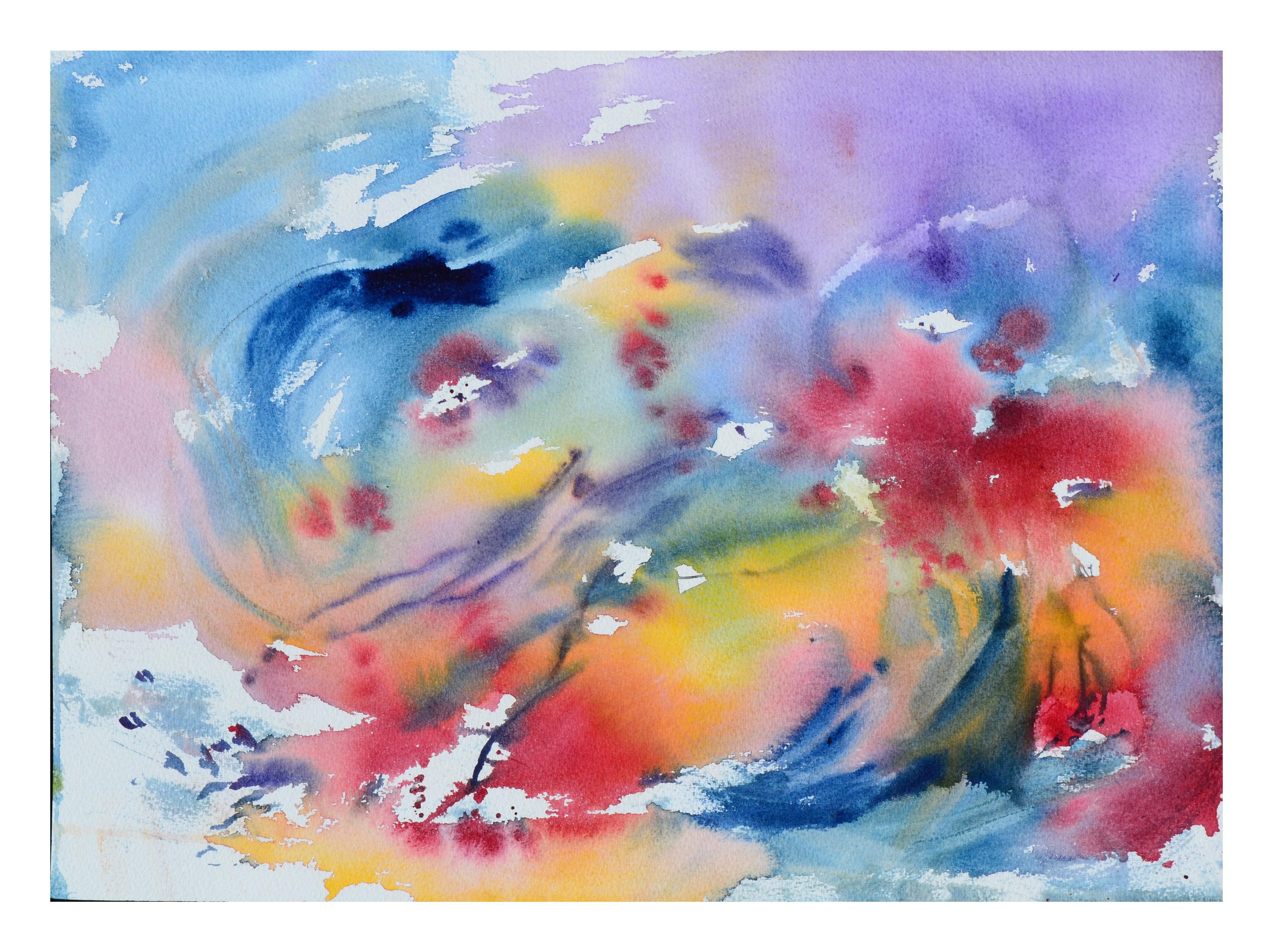 Les Anderson Abstract Drawing - Colorful Abstract Watercolor