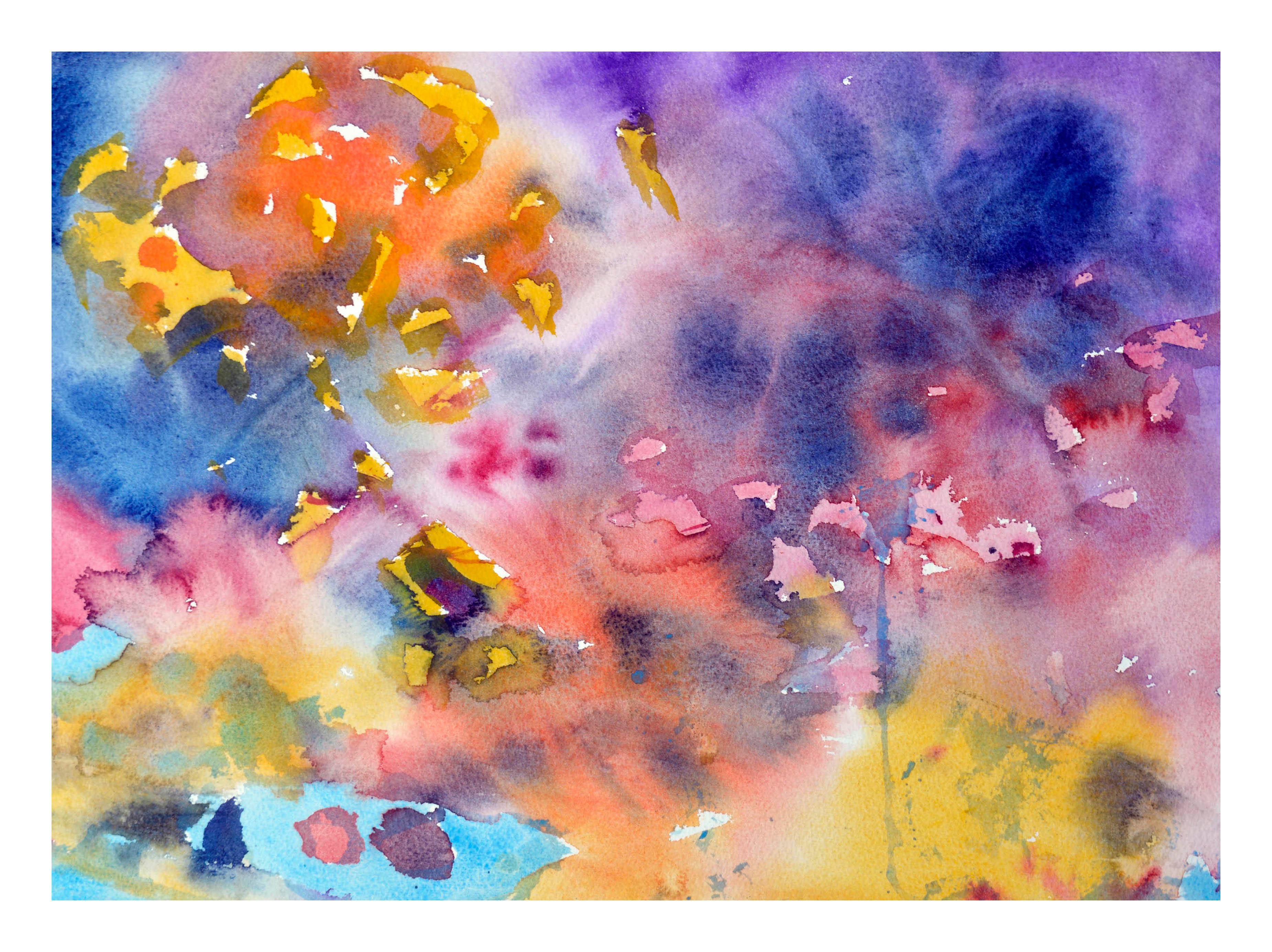 Multi-Color Abstract Watercolor - Art by Les Anderson
