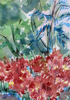 Red Dahlia Garden Landscape
