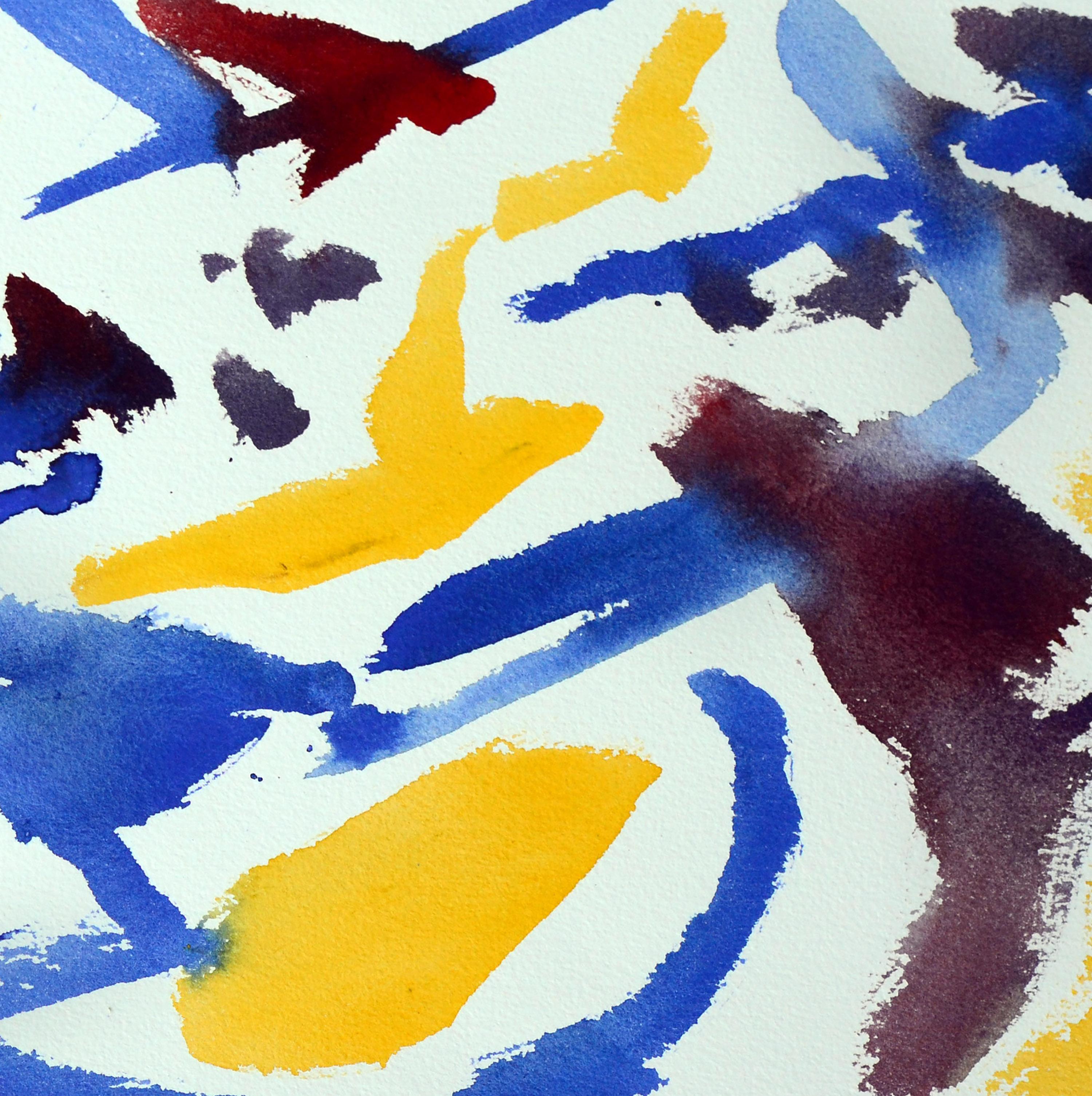 Yellow, Blue & Red Abstract  - Abstract Expressionist Art by Les Anderson