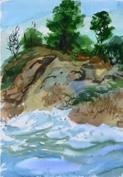 Cypress Point Sunrise / Pt. Paysage marin des Lobos - Aquarelle double face
