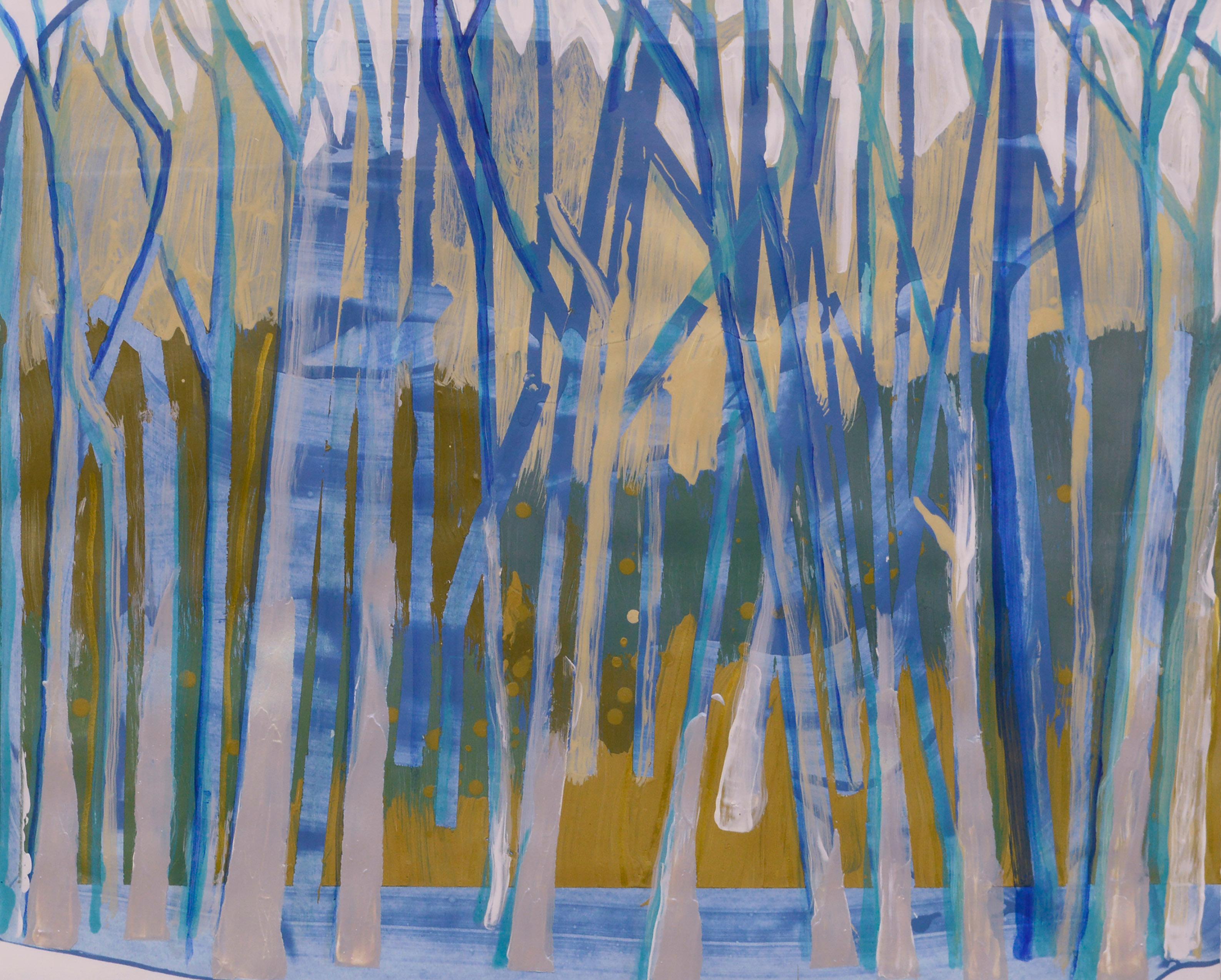 Blue Trees, Large-Scale Contemporary Abstract Forest Landscape  1