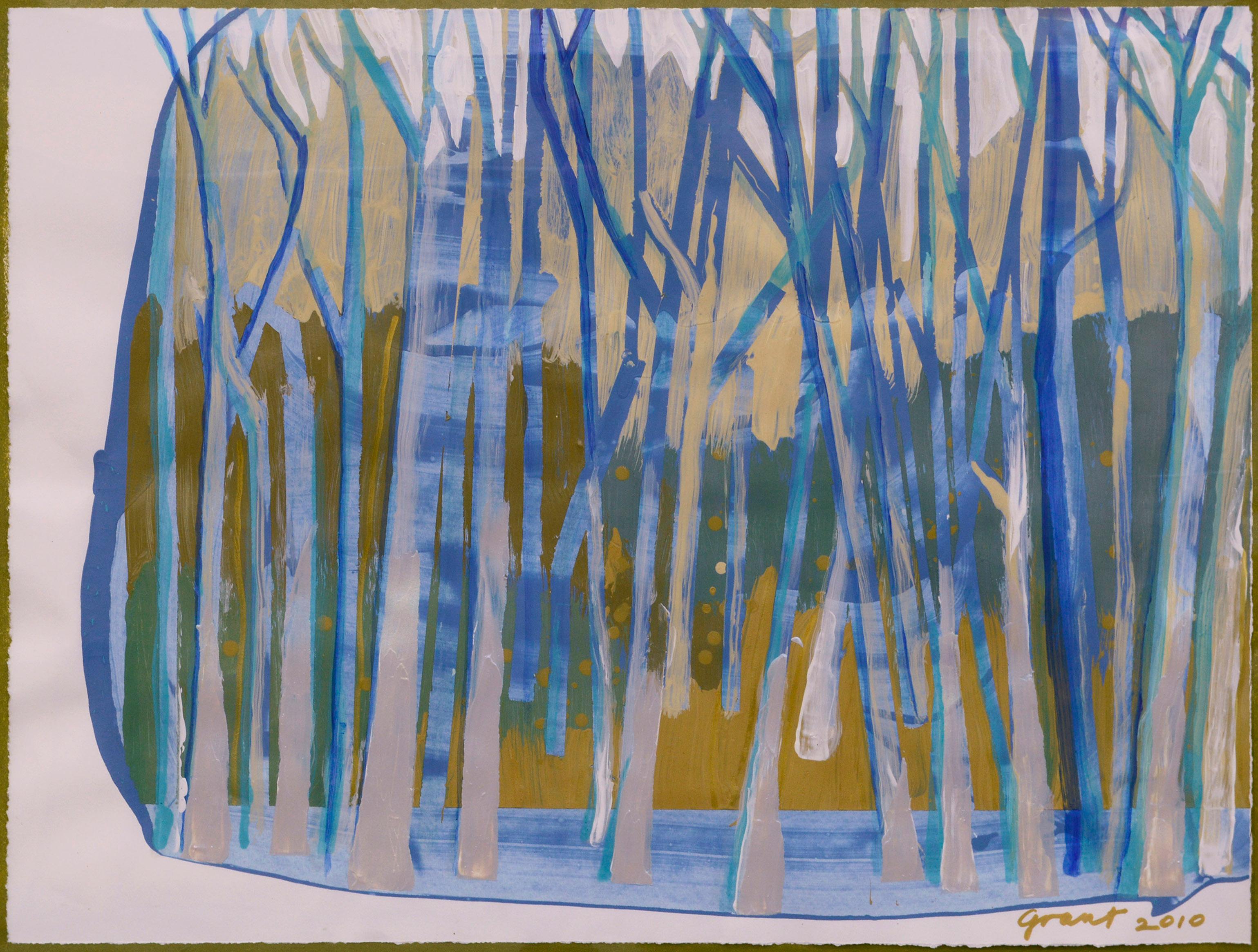 Blue Trees, Large-Scale Contemporary Abstract Forest Landscape  - Painting by Marc Foster Grant
