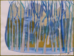 Blue Trees, Large-Scale Contemporary Abstract Forest Landscape