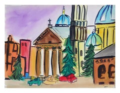 Vintage Vibrant Basilica Cityscape 