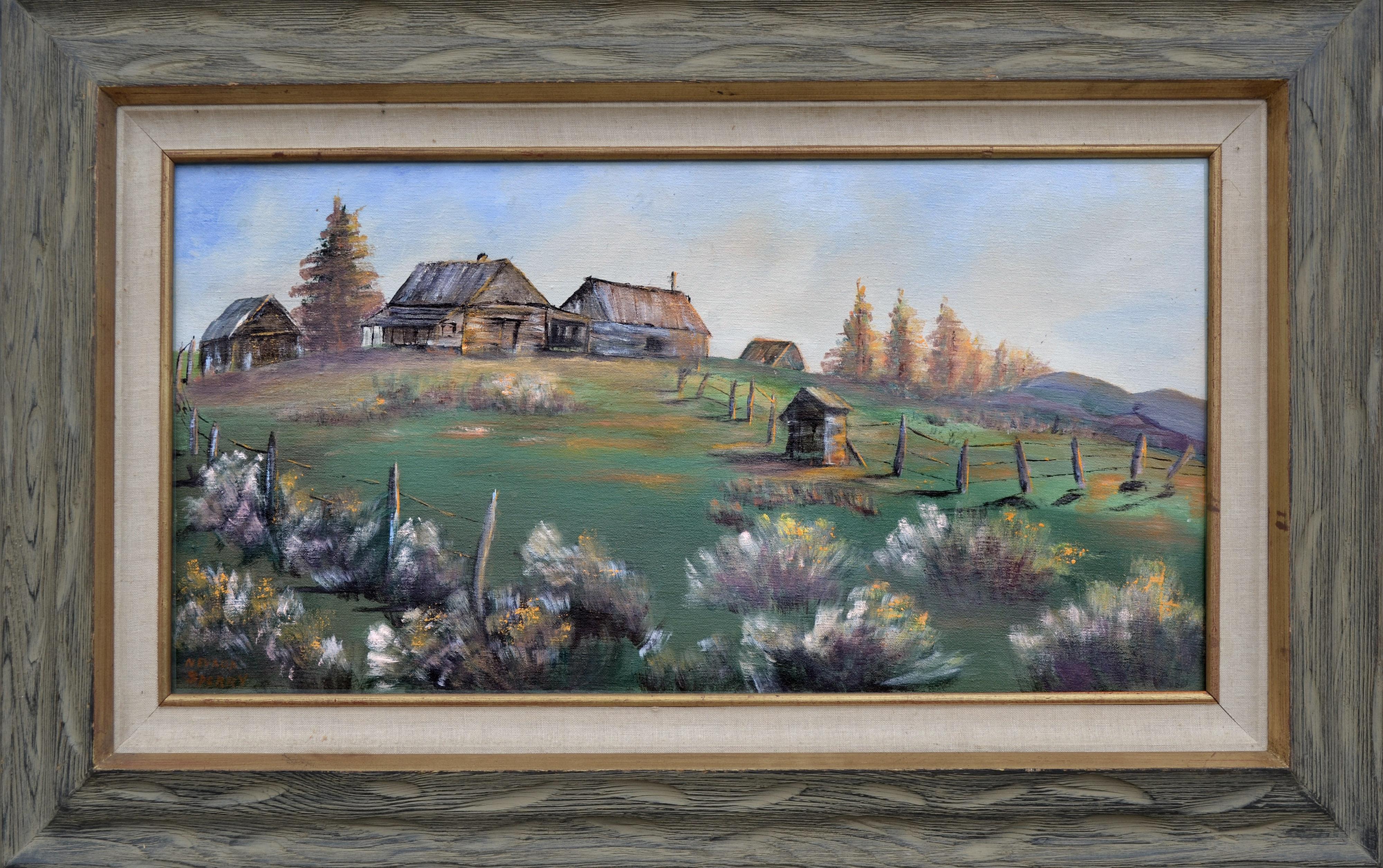 Nevada Sperry  Landscape Painting - Hillside Farmhouse Landscape 