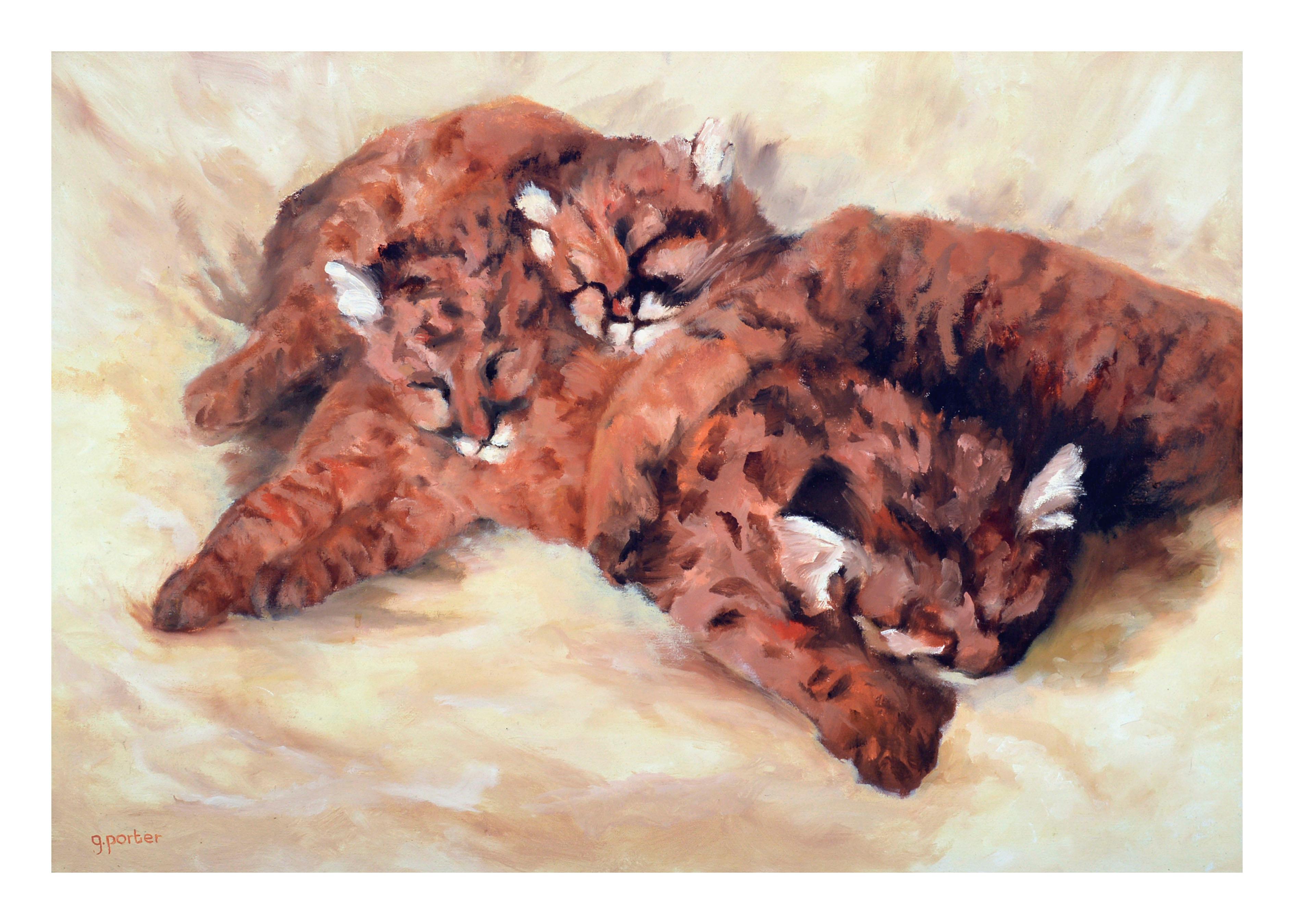 Cheetah Cubs - Painting by Gay Porter