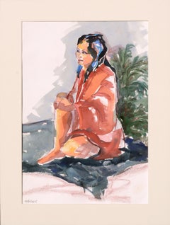 Portrait figuratif d'une femme assise