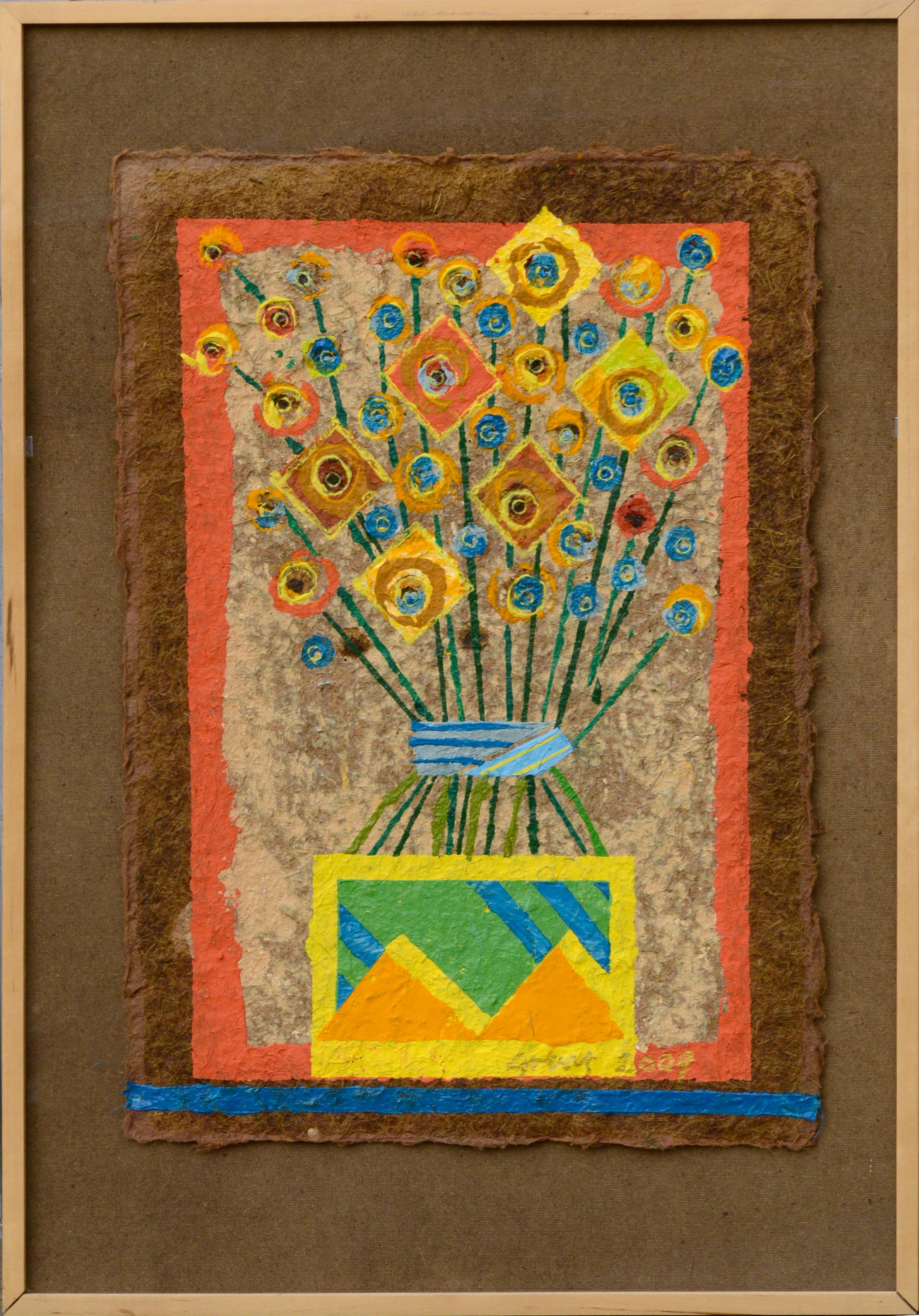 Marc Foster Grant Abstract Painting - "For-get-me-nots in an Zigarat Vase"