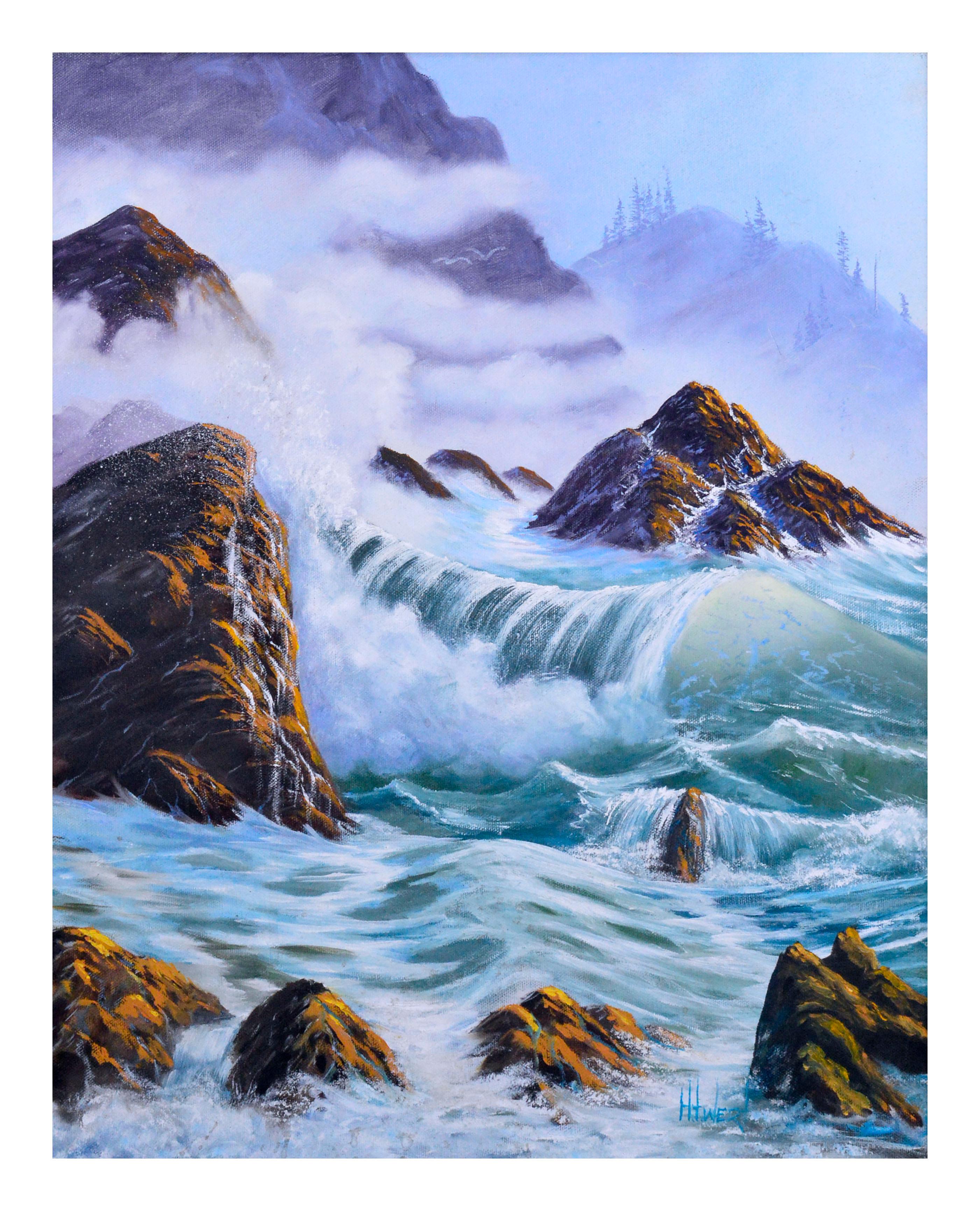 Crashing Waves Seascape  - Painting by H.T. Wert