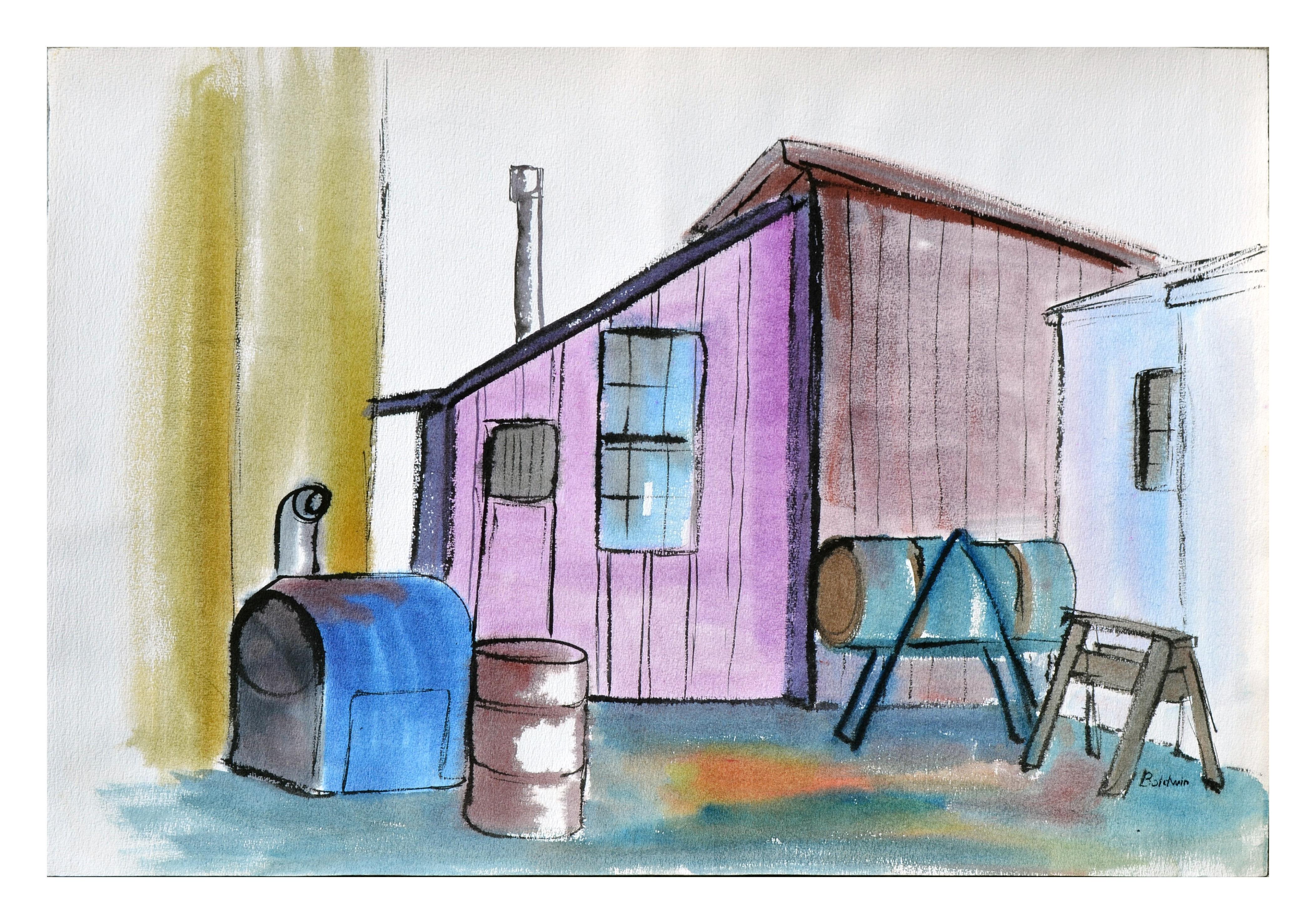 Paysage vintage à l'aquarelle - L'atelier