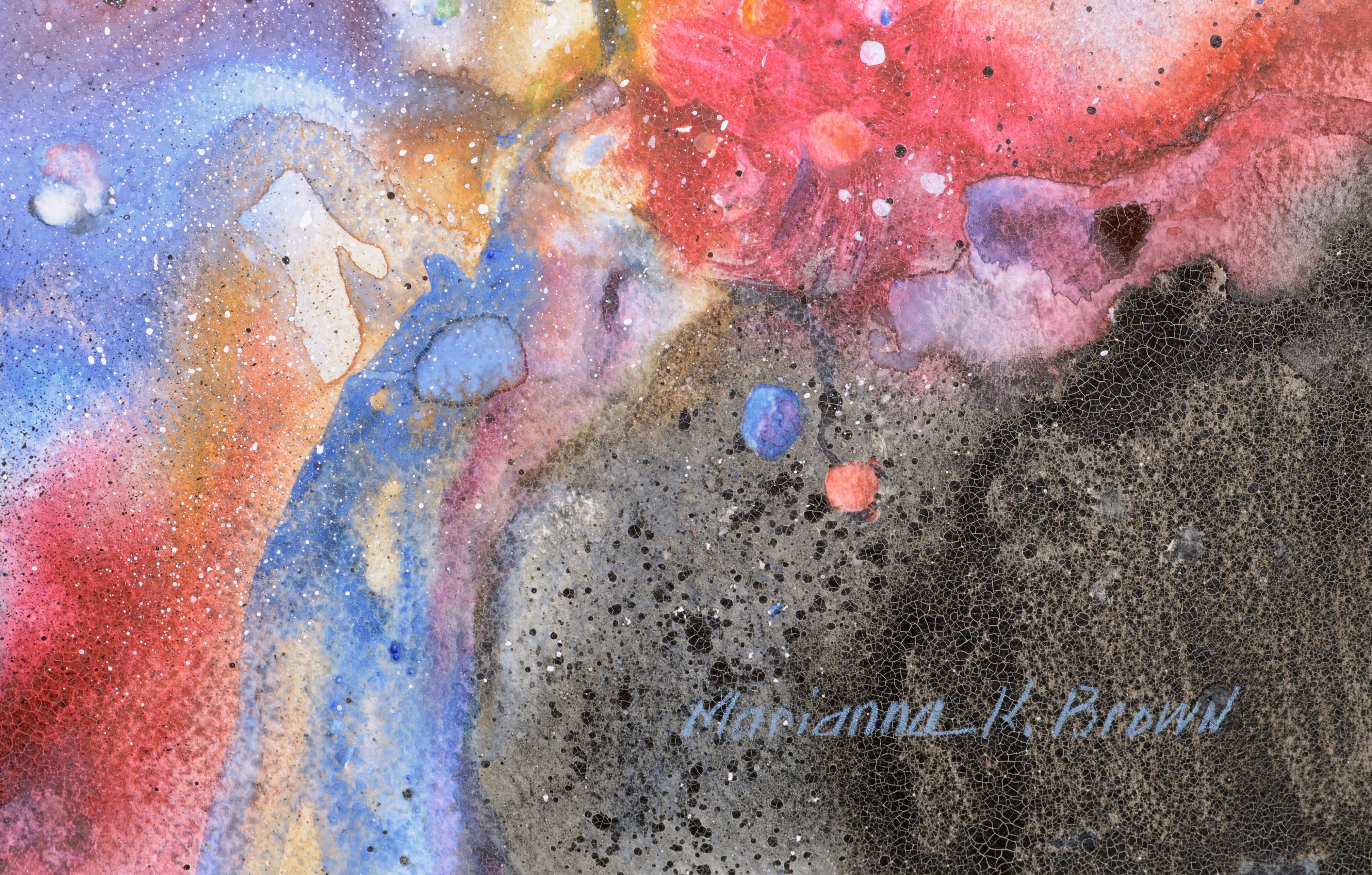 Evolution Orion Nebula (1), Colorful Cosmic Flow Abstract - Gray Abstract Painting by Marianne K. Brown