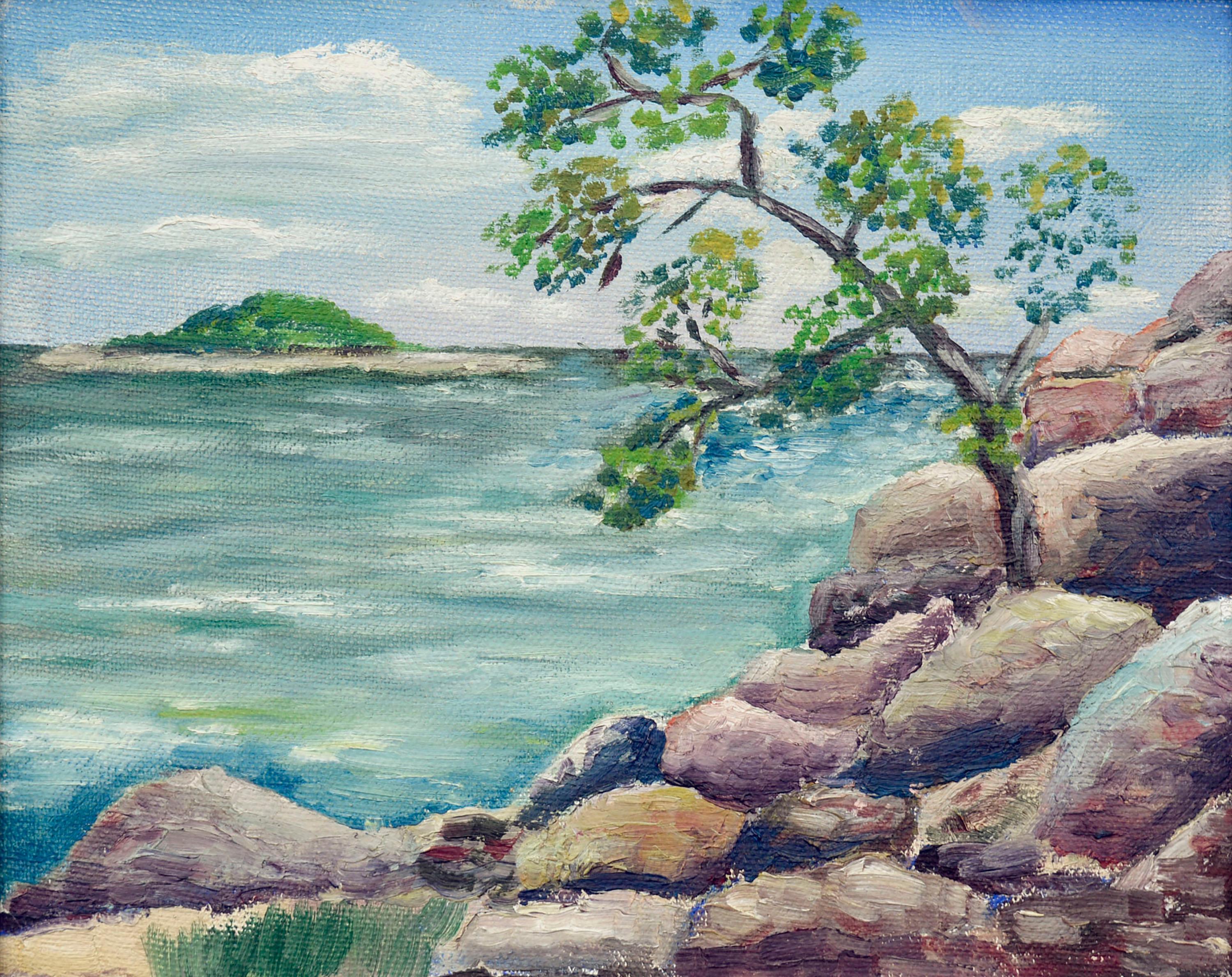 Rocky Shore Seascape  - Painting by James George Blunden