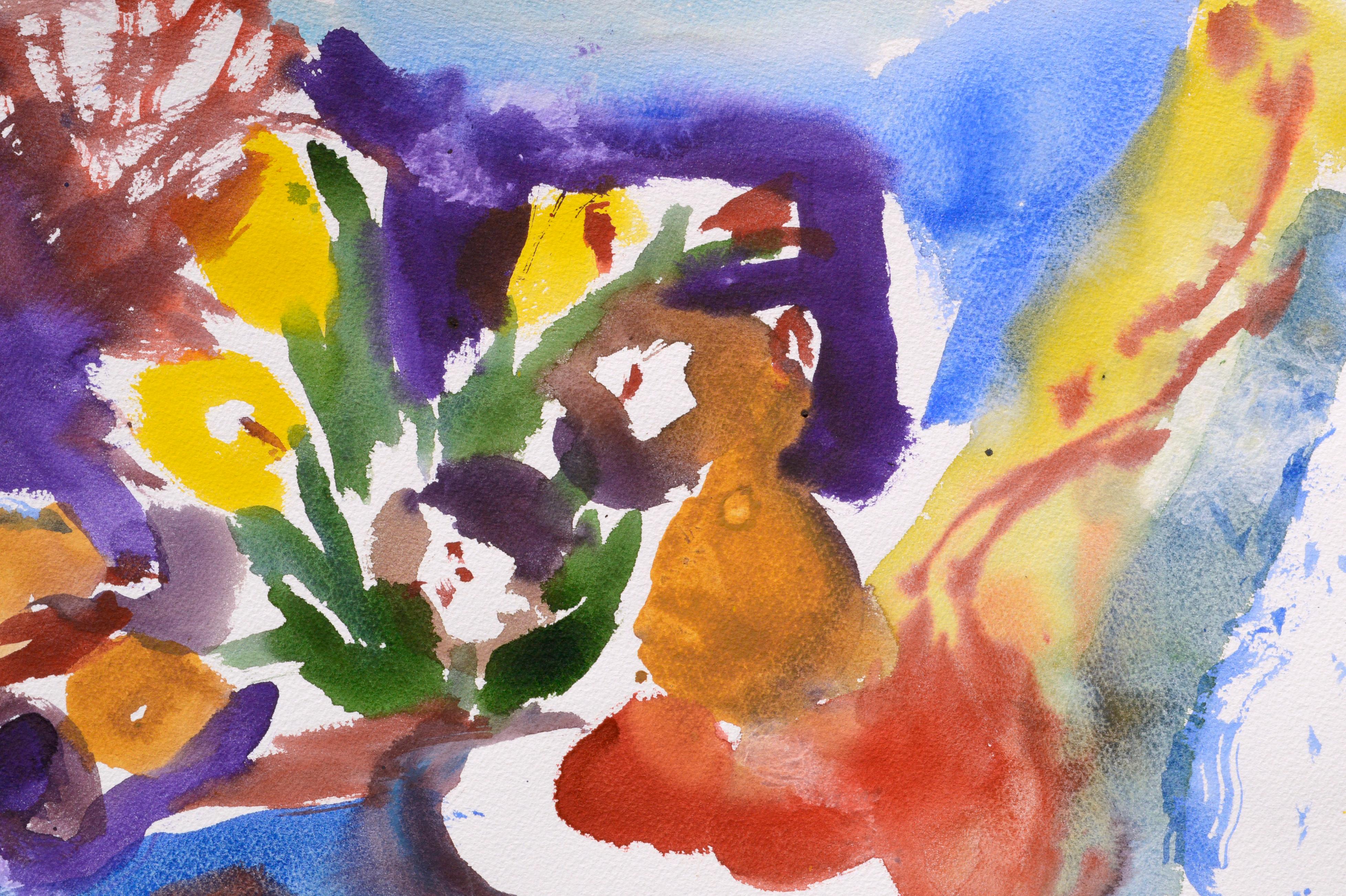 Abstraktes Stillleben mit Früchten und Blumen (Amerikanischer Impressionismus), Art, von Les Anderson