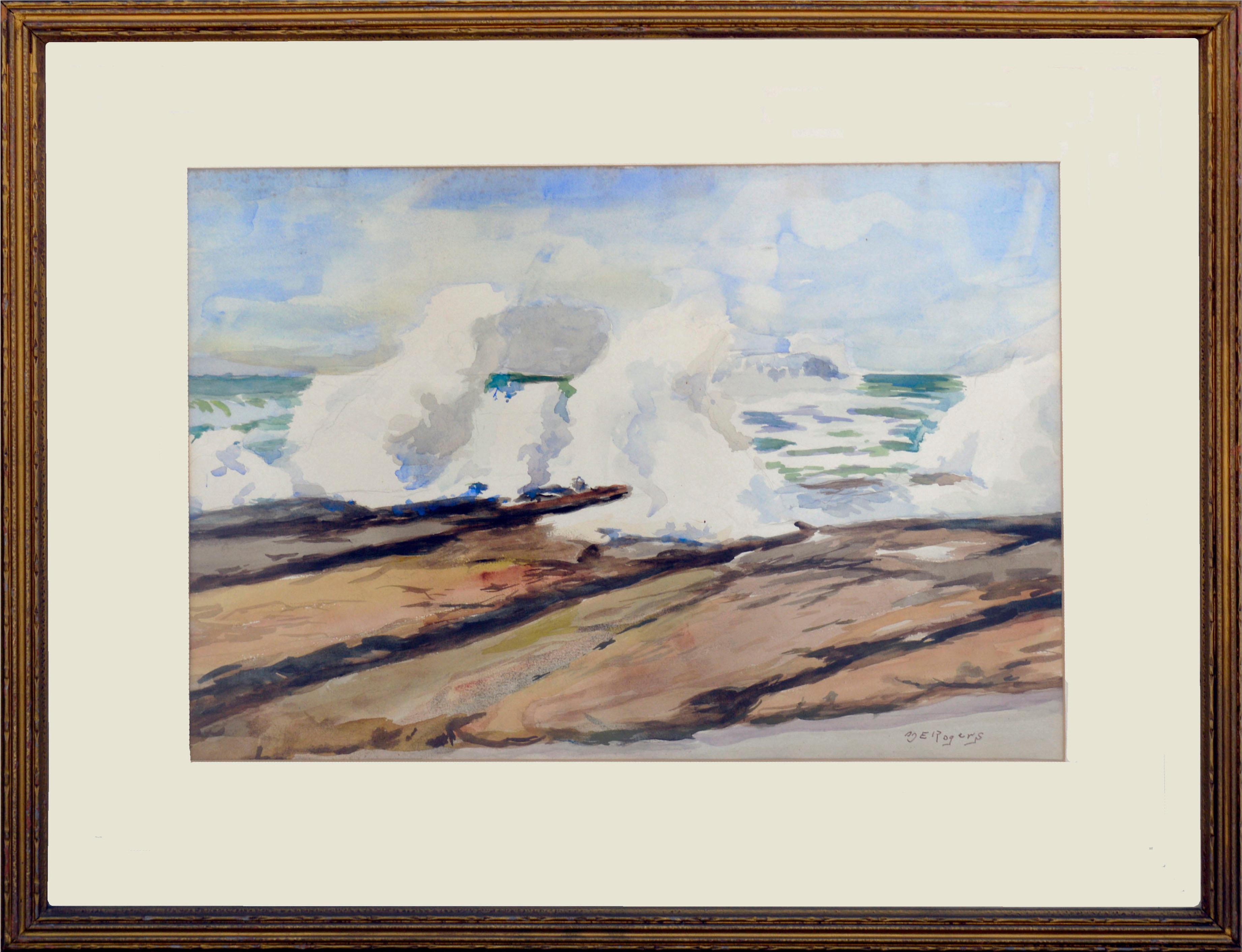 Margaret Esther Rogers Landscape Art - Crashing Surf Seascape