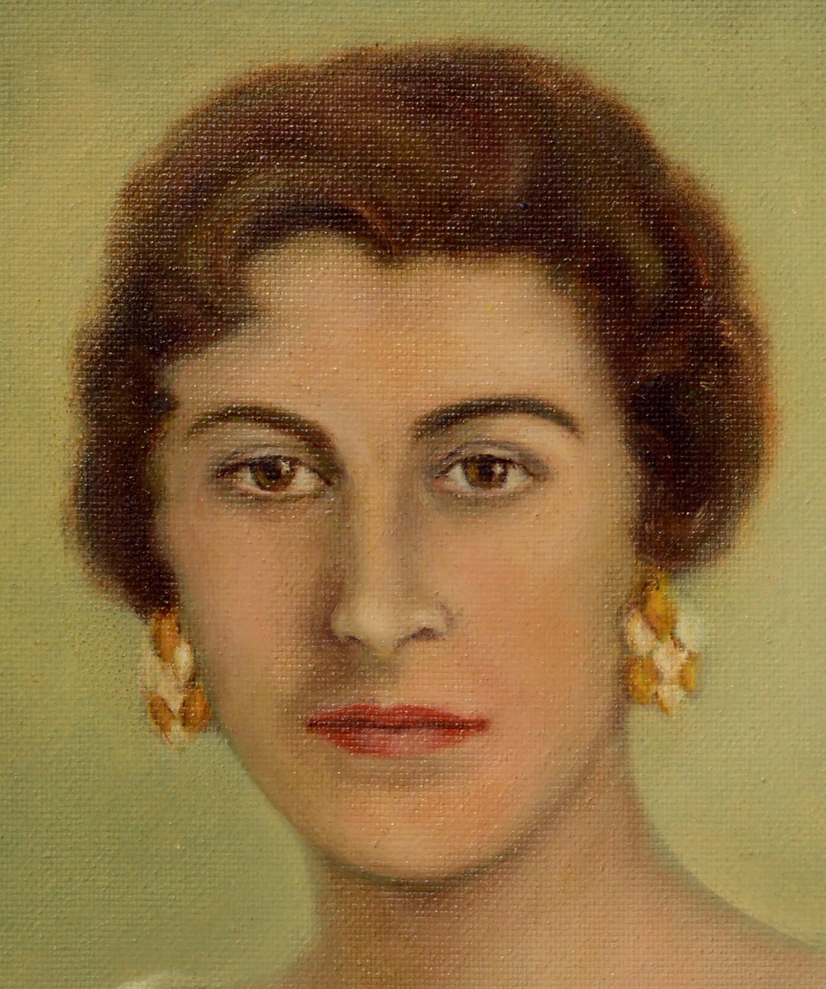 Portrait de l'artiste du milieu du siècle dernier - Painting de Myrtle Cureton 