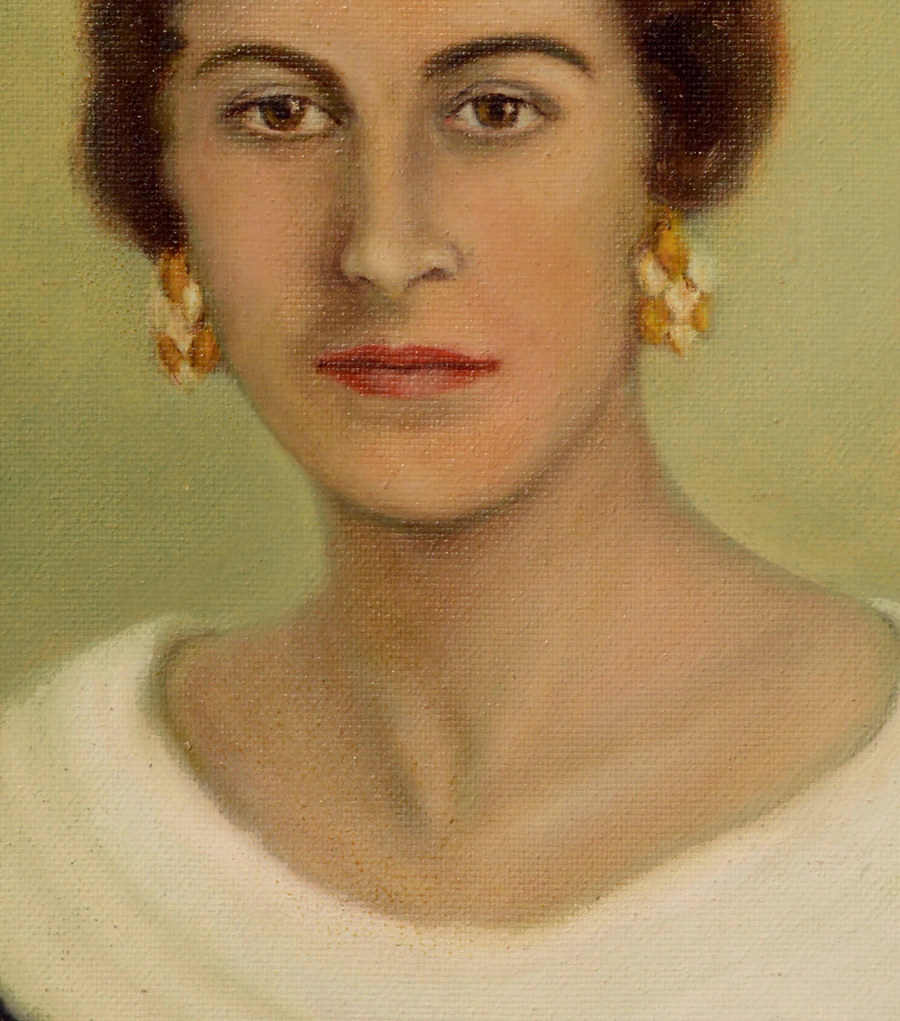 Portrait de l'artiste du milieu du siècle dernier - Impressionnisme américain Painting par Myrtle Cureton 