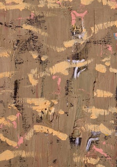 Zeitgenössisches zweiteiliges abstraktes Set: Hellbraun und Schwarz mit Lavendel