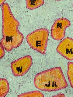 Textural Alphabet Letter Abstract in Ice Blue, Orange, & Pink