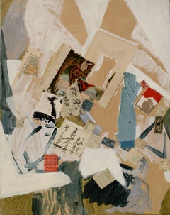 „Lusitania“, zeitgenössisches abstraktes Gemälde mit Collage