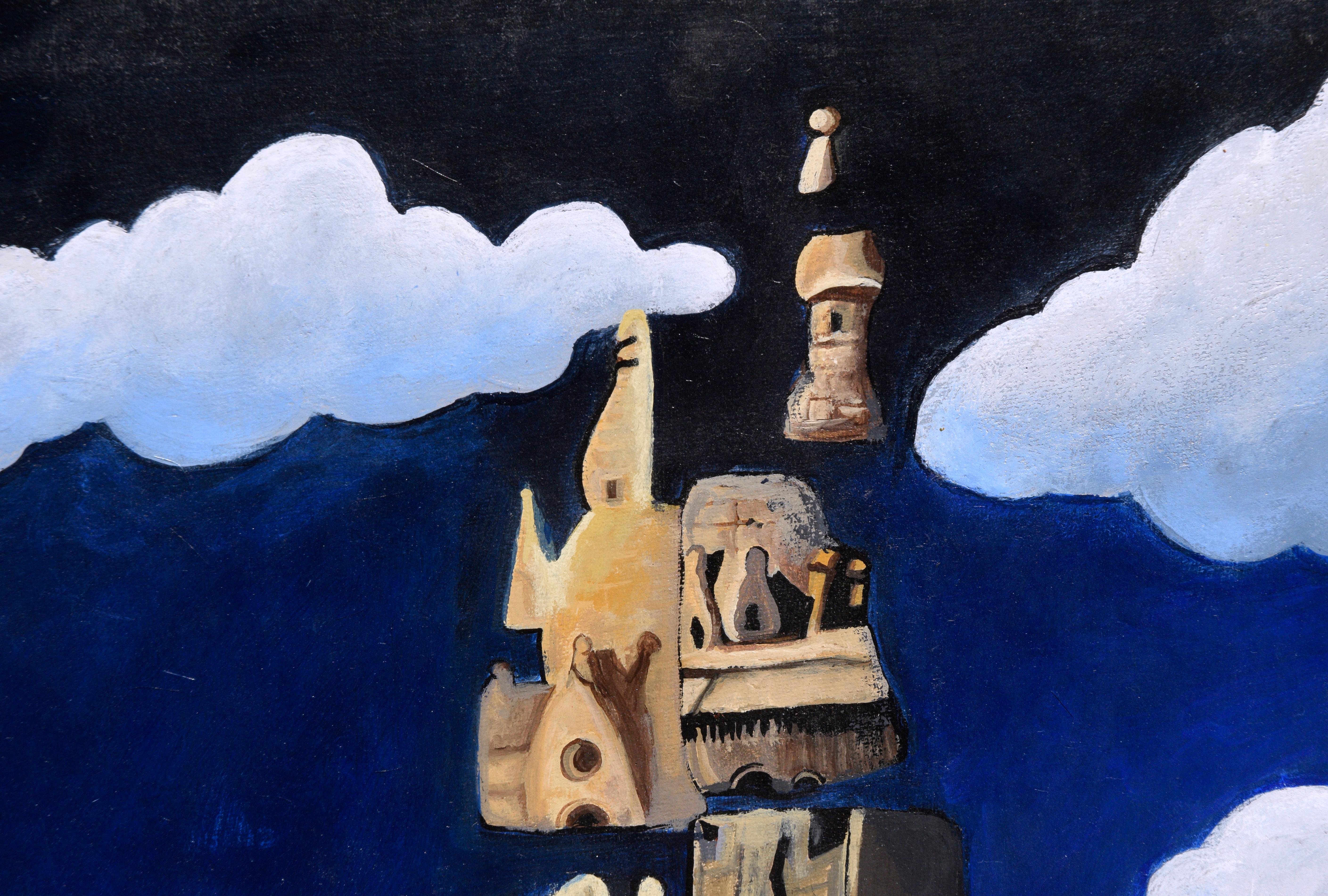 Floating Castle - Contemporary Surreal Landscape - Painting by Melissa Barkley