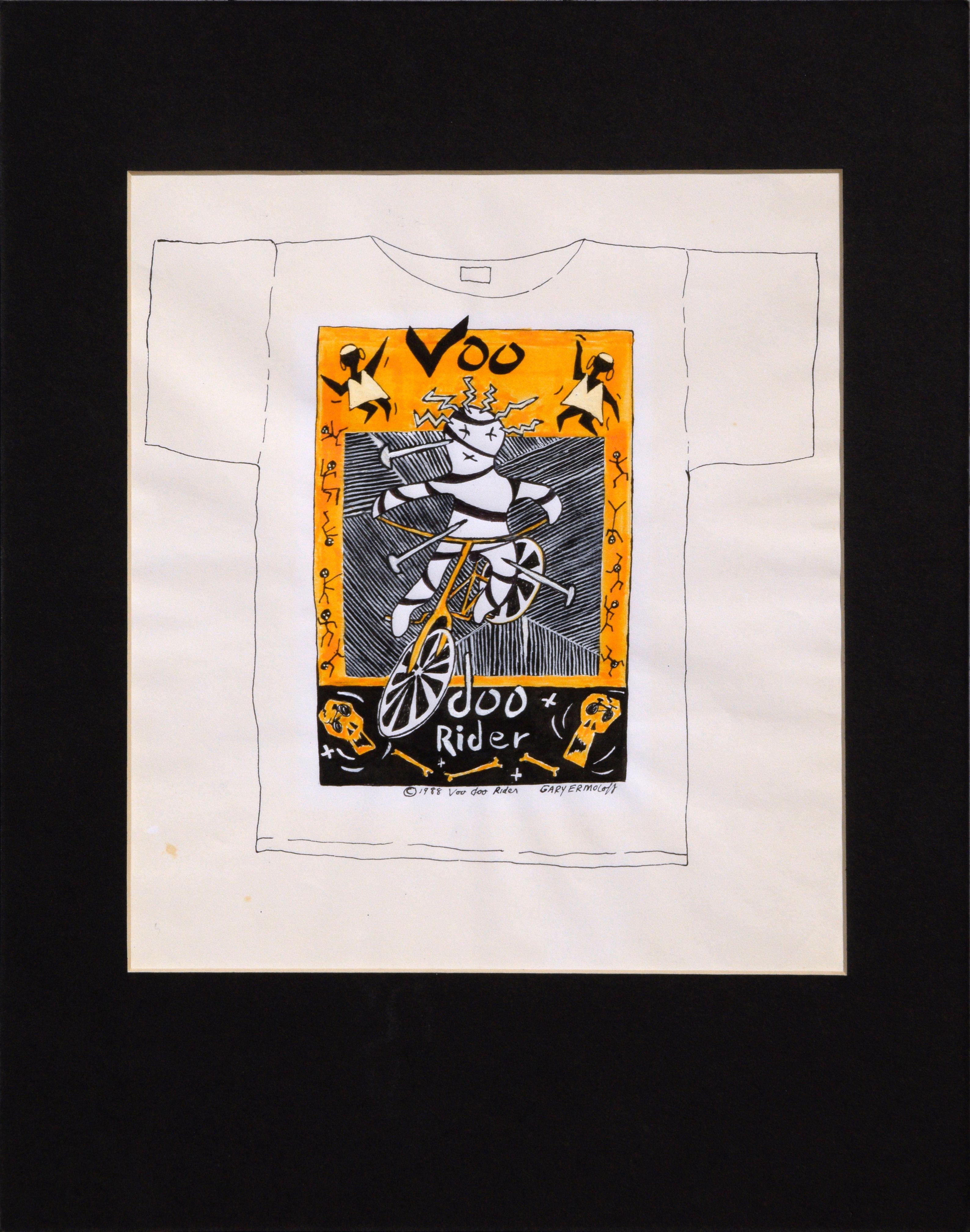 Gary Ermoloff Figurative Painting - Voodoo Rider Original 1980's T-Shirt Design Drawing 