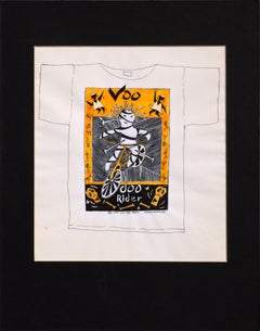 Vintage Voodoo Rider Original 1980's T-Shirt Design Drawing 