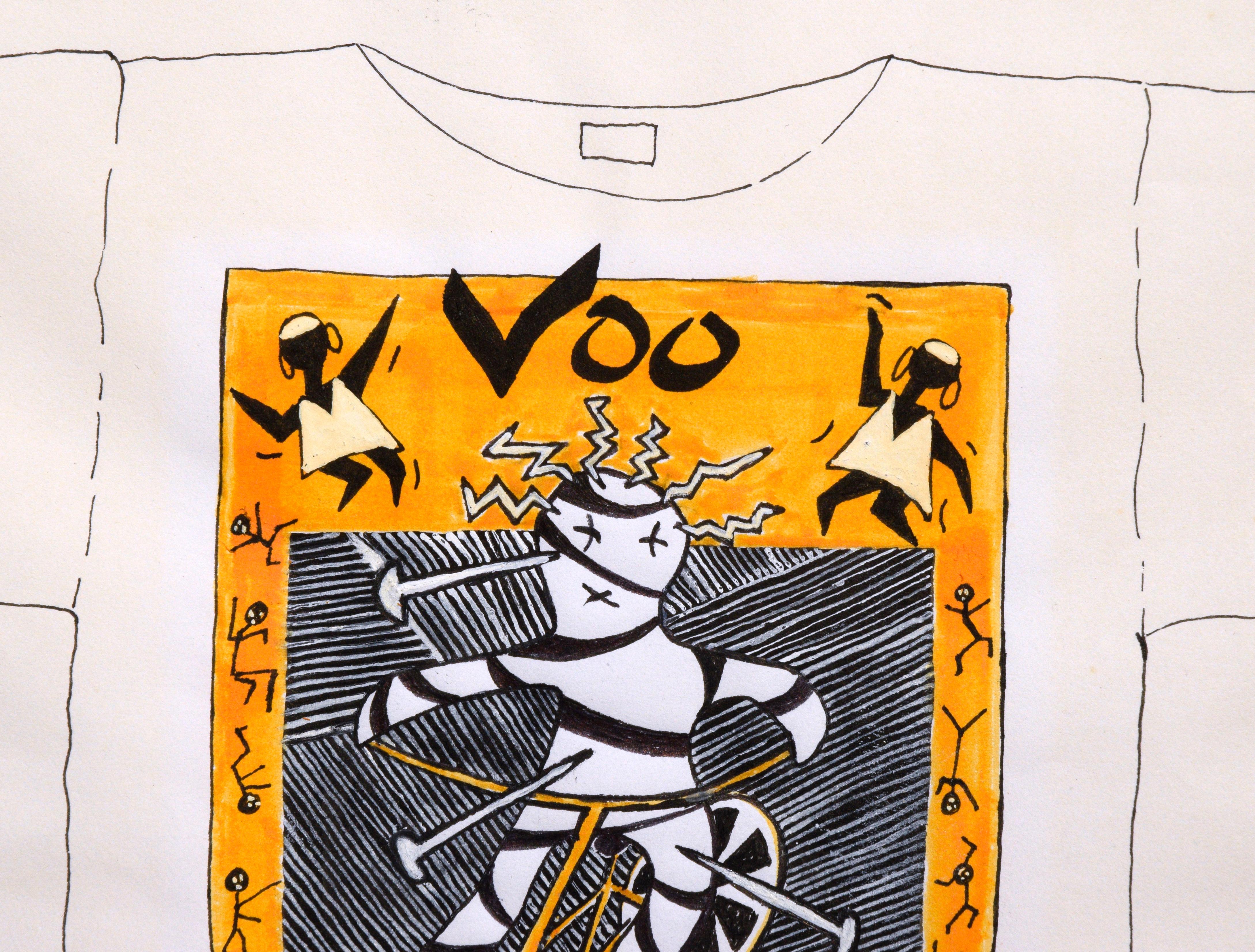 Original Voodoo Rider Original 1980er T-Shirt Design Zeichnung  (Streetart), Painting, von Gary Ermoloff