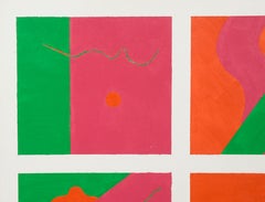 Abstrait géométrique néon en six parties avec vert, orange et rose vif