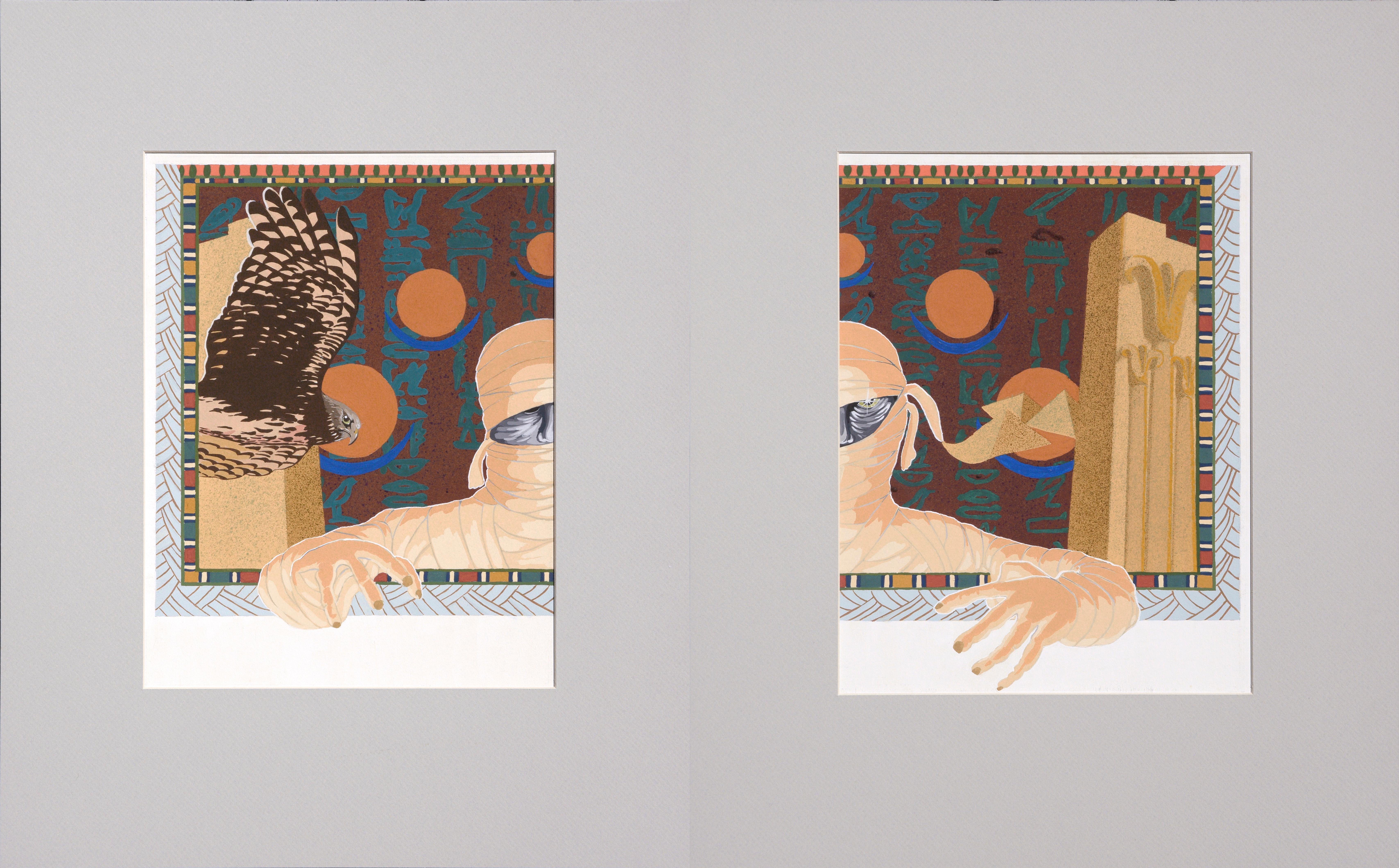Gary Ermoloff Figurative Painting - Modern Pop Art Egyptian Mummy Diptych