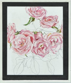 Retro Pink Roses - Botanical Study 