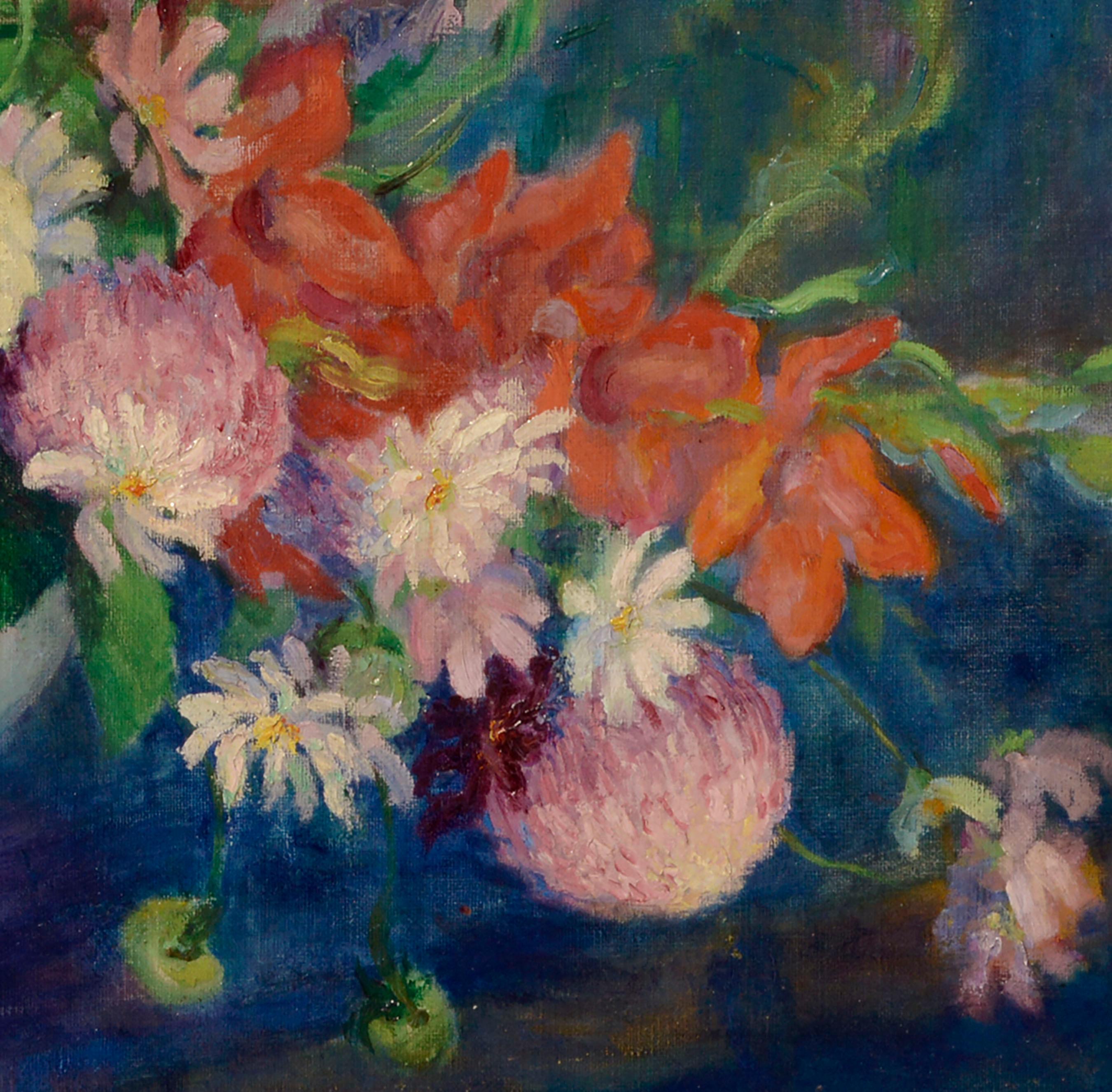 Frühes 20. Jahrhundert 1920er Jahre Frühlings-Blumenstillleben (Braun), Still-Life Painting, von Elizabeth Fitzgerald Forbes (Dallam) 