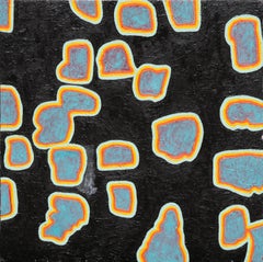 Forme blu e arancioni su campo nero
