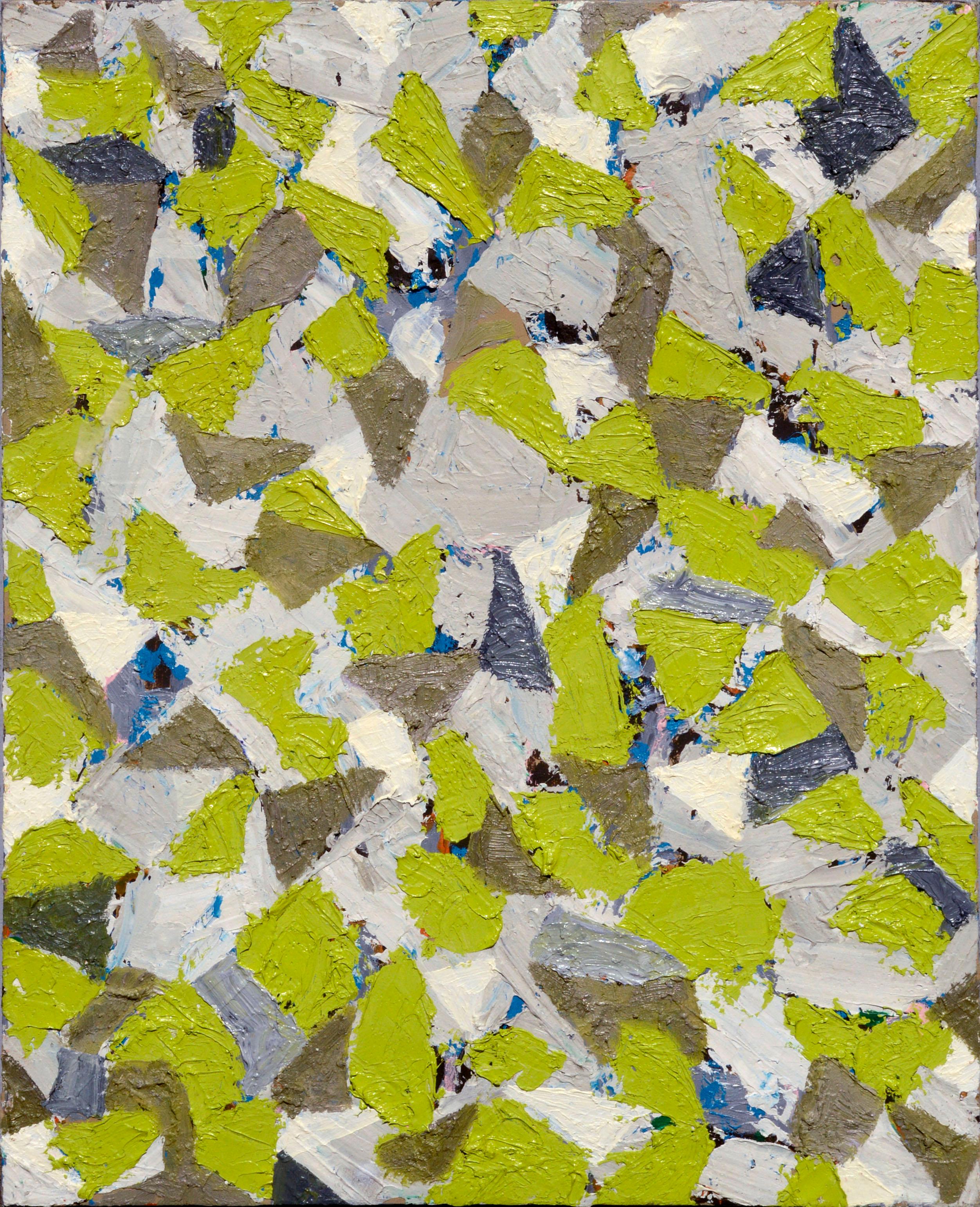 Tara McDonald Abstract Painting - Green & Grey Abstract 