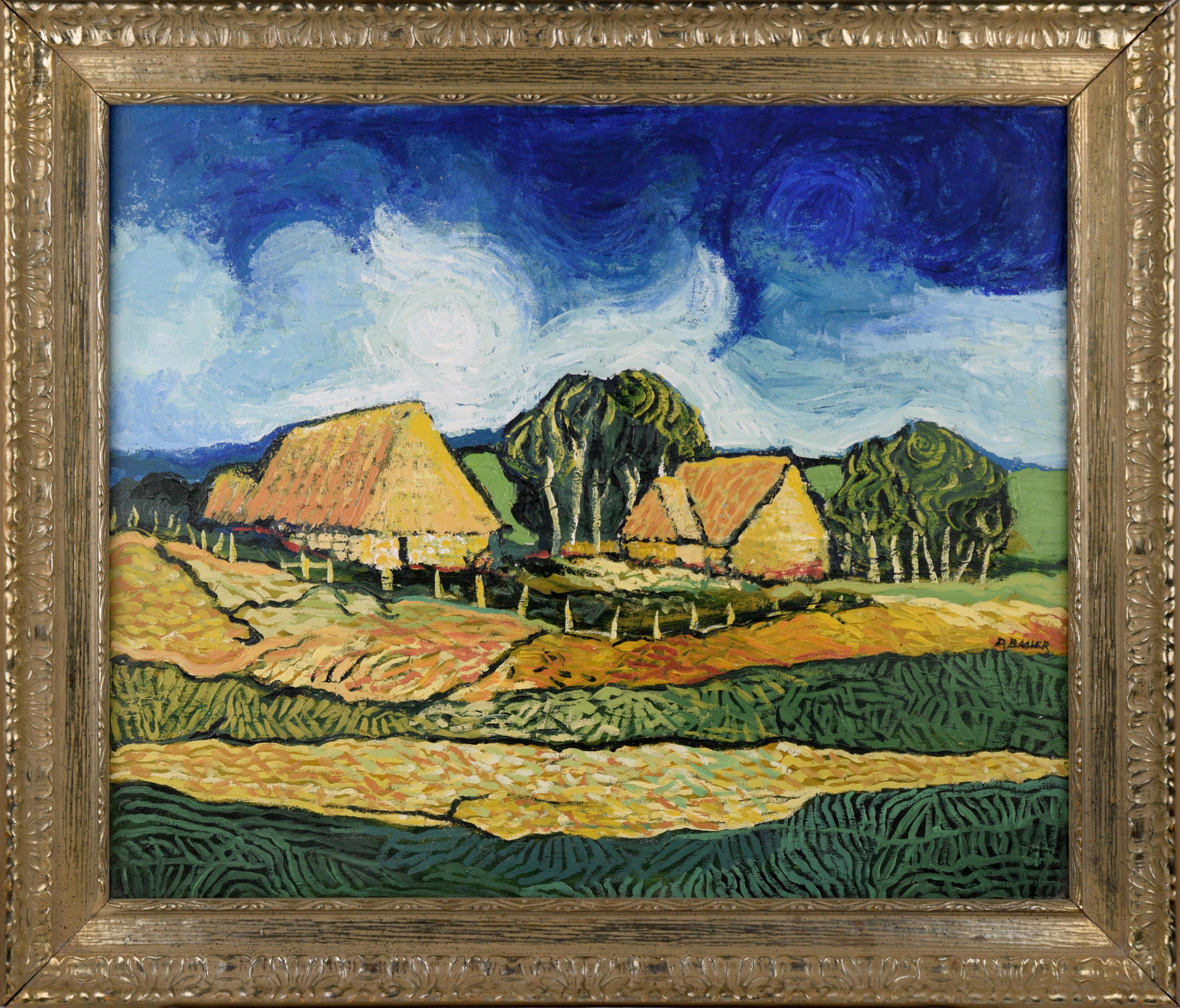 D Bauer  Landscape Painting - Country Homes - Landscape (in the style of Vincent van Gogh)