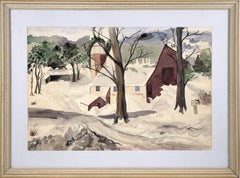 „Barn in Winter“ – Landschaft aus der Mitte des Jahrhunderts